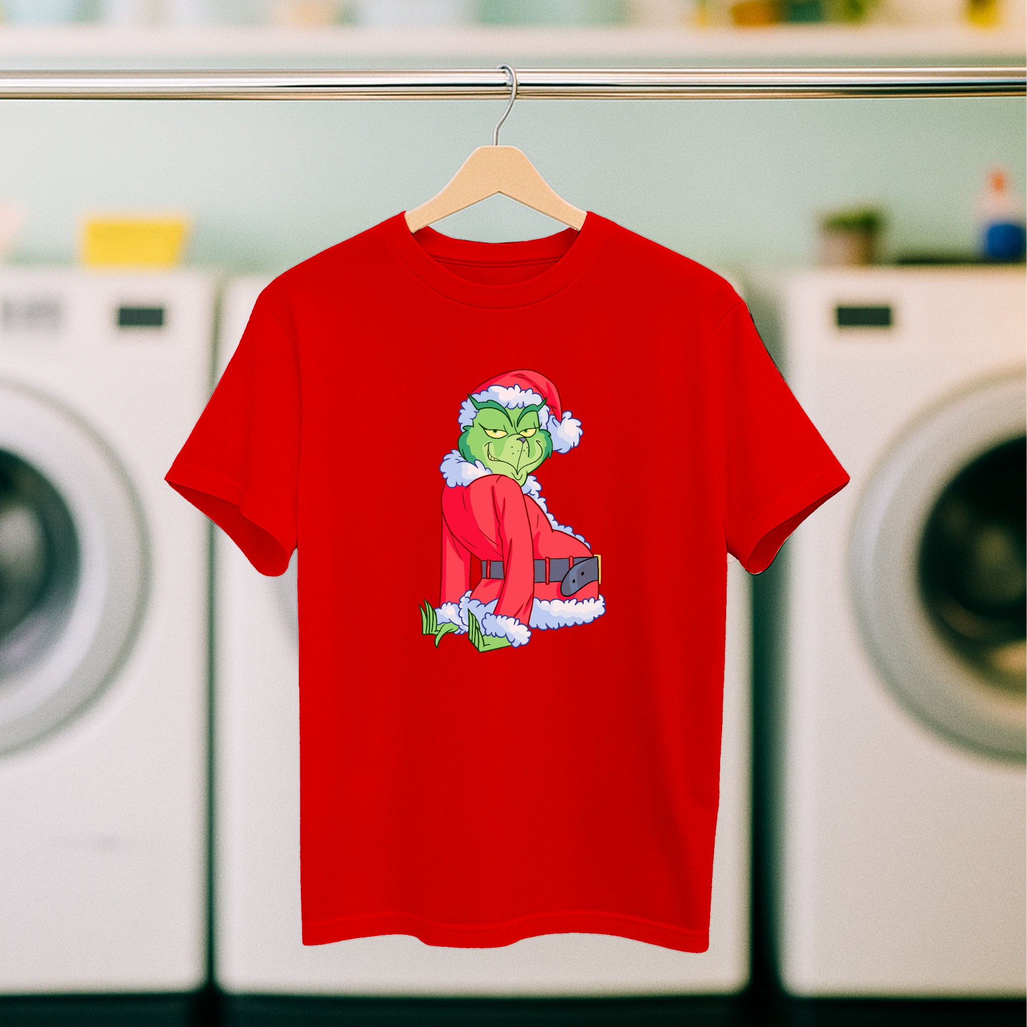 Koszulka męska czerwona święta Grinch Bokiem - obrazek 5