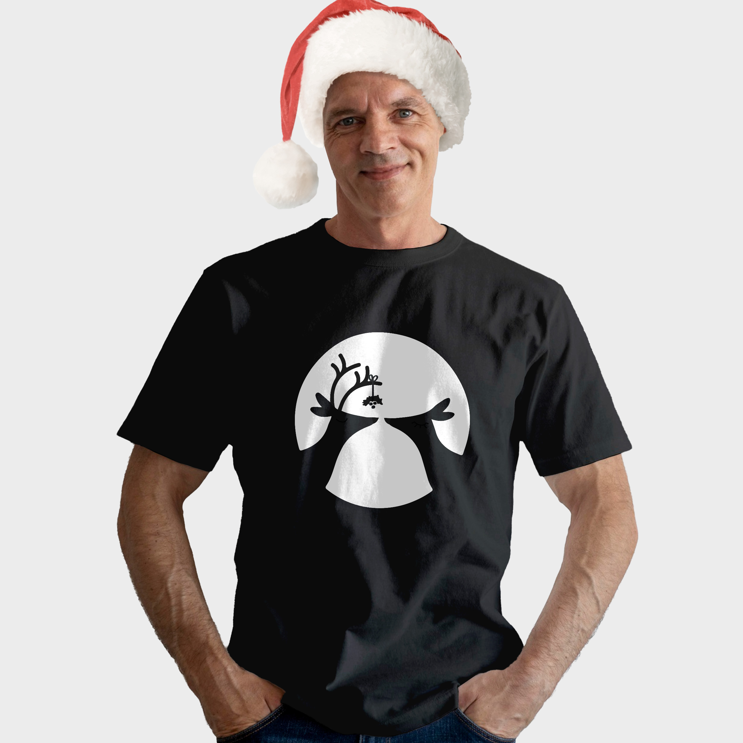 Koszulka męska czarna święta Renifery - obrazek 3