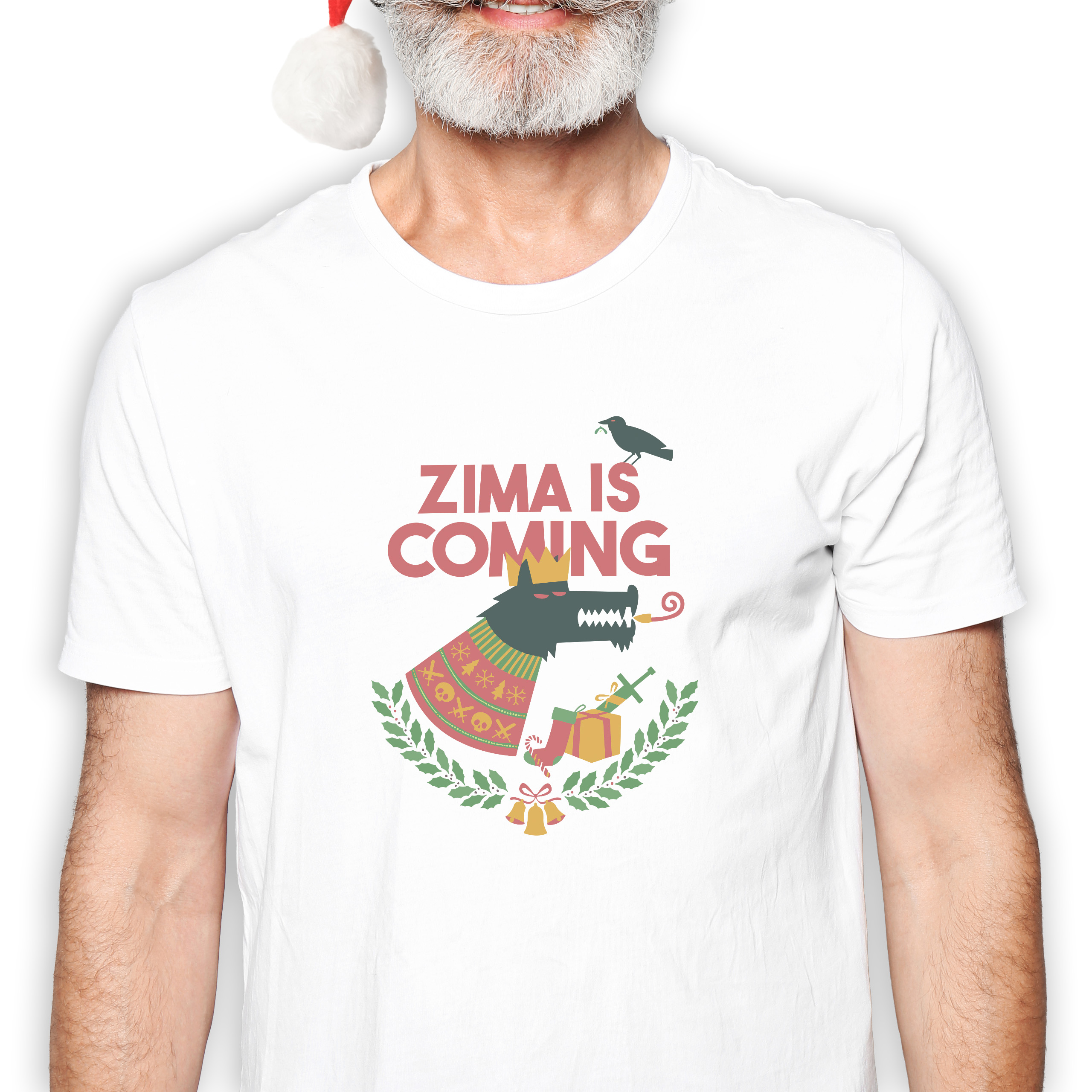 Koszulka męska biała święta ""Zima is comming""