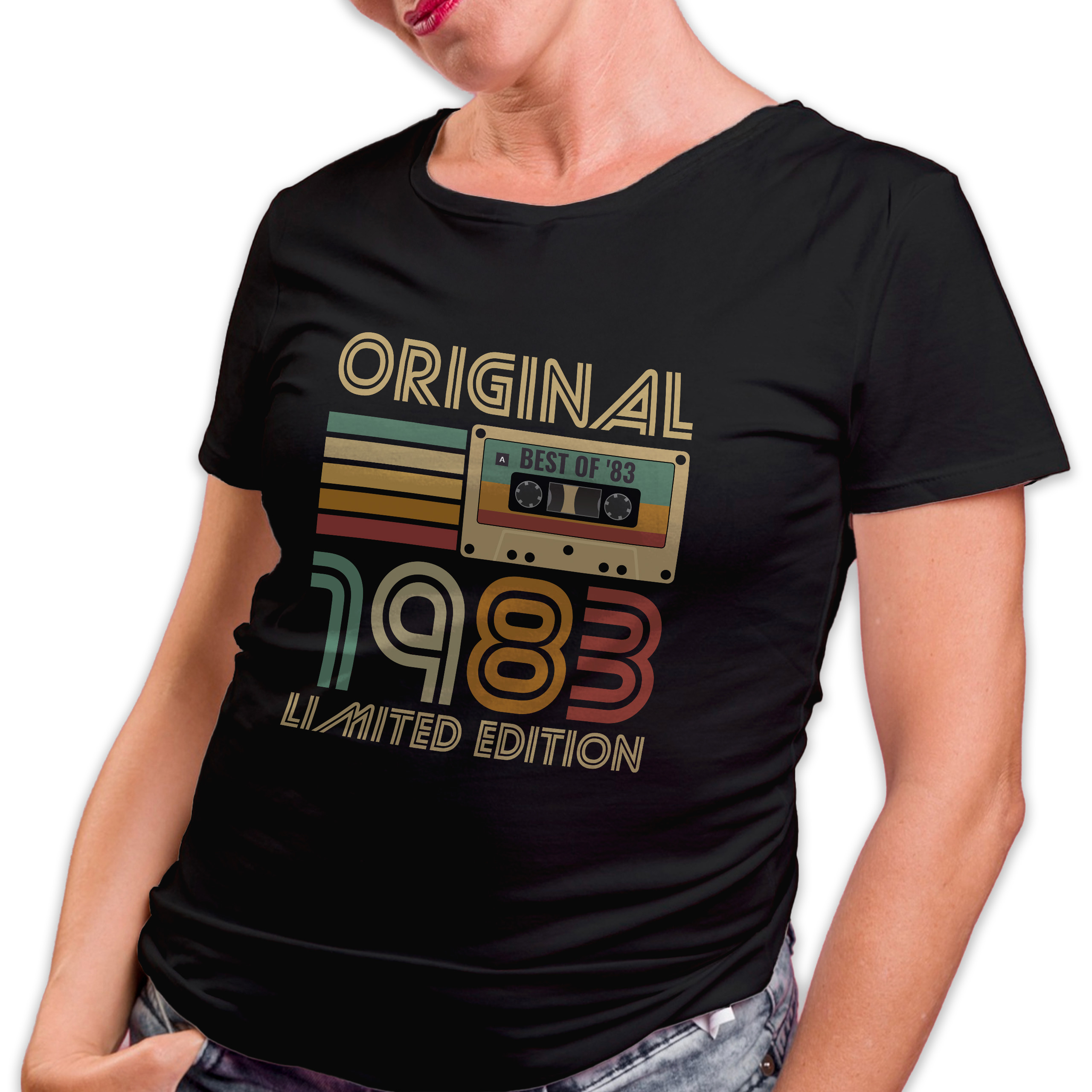 Koszulka damska czarna 1983 kaseta