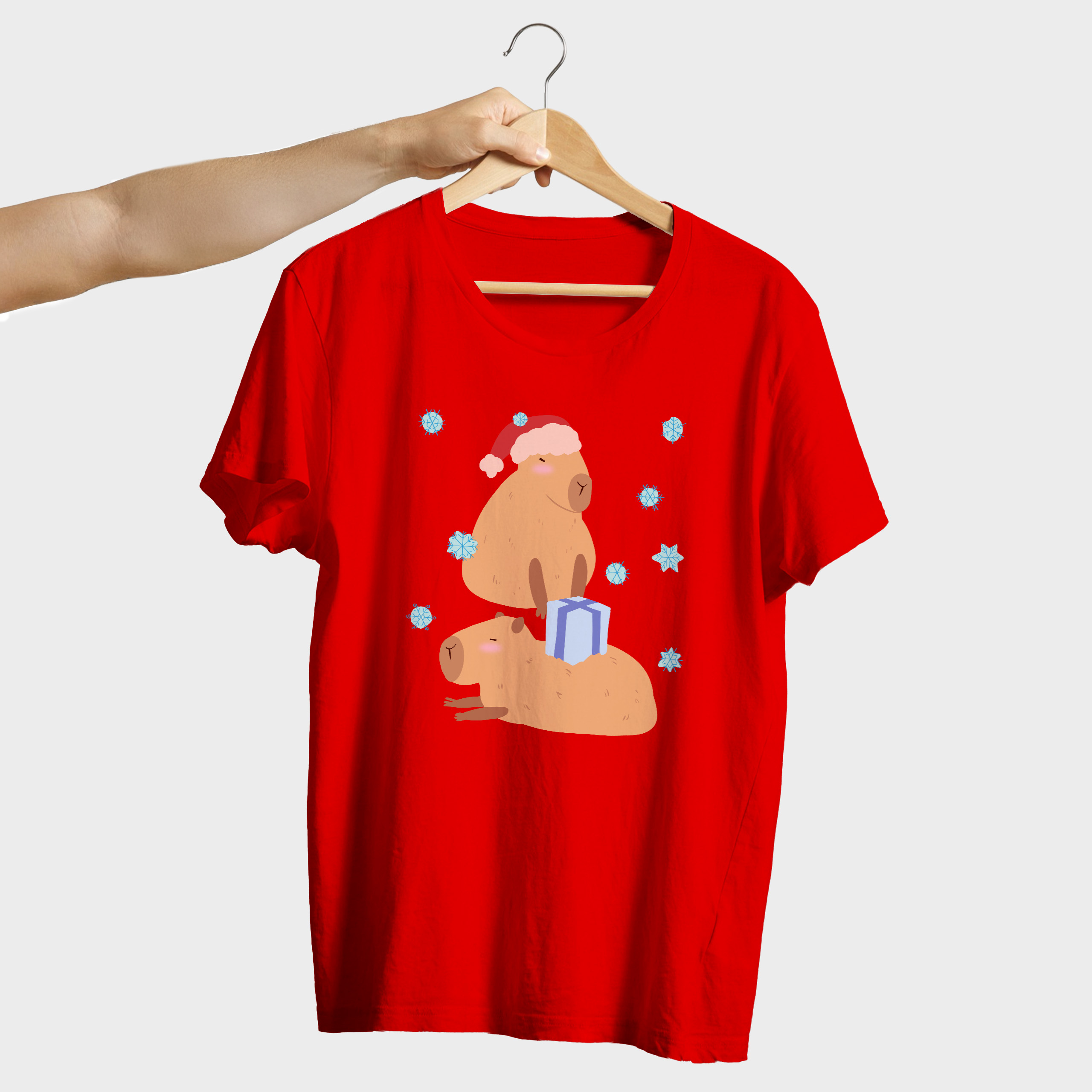 Koszulka męska czerwona święta Kapibara - obrazek 4