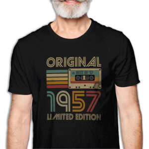 Koszulka męska czarna kaseta rocznik 1957