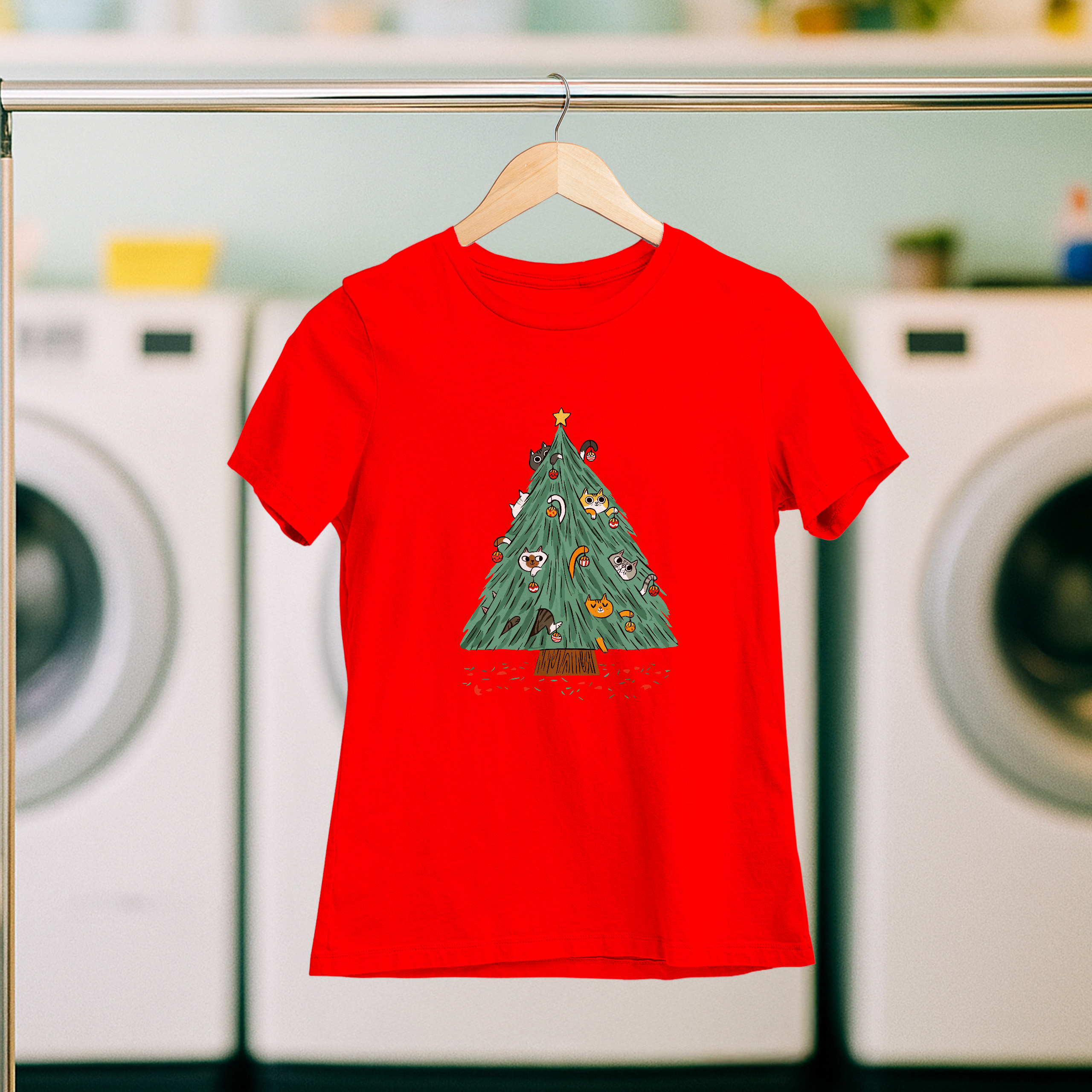 Koszulka damska czerwona święta Choinka - obrazek 5