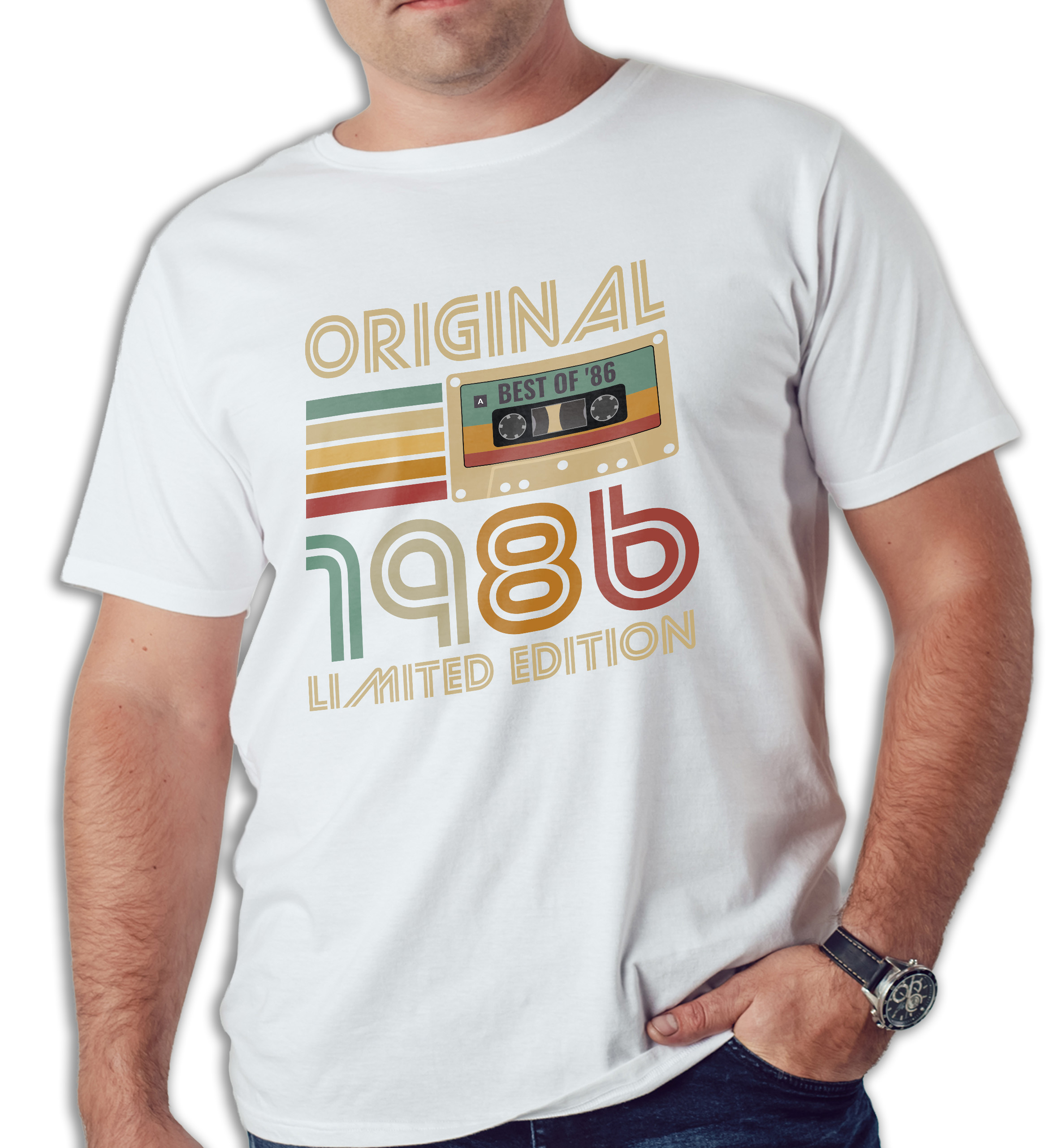 Koszulka męska biała 1986 kaseta
