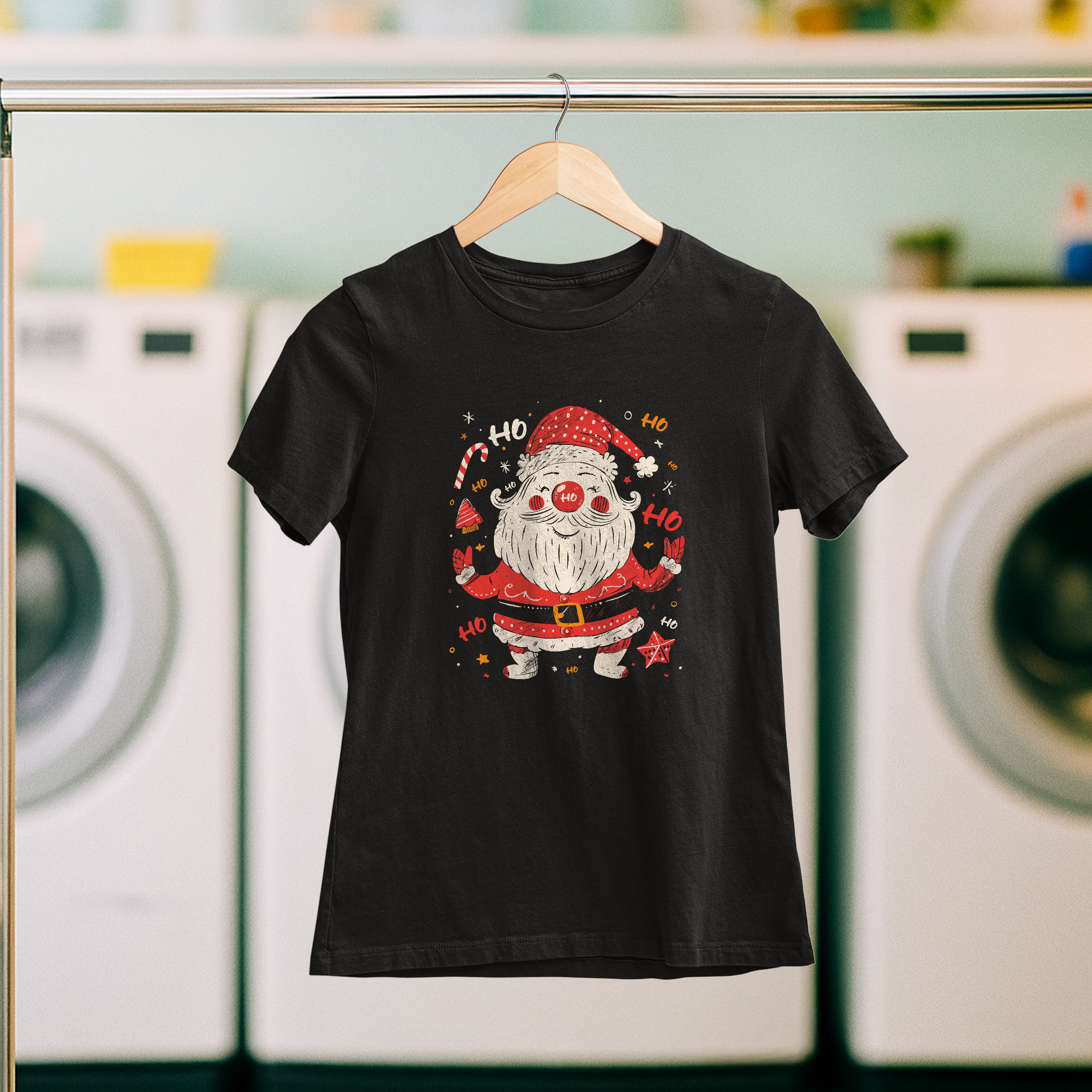 Koszulka damska czarna święta Święty Mikołaj "Ho ho ho" - obrazek 5