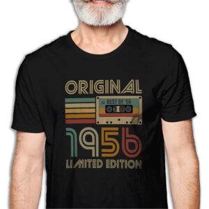 Koszulka męska czarna kaseta rocznik 1956