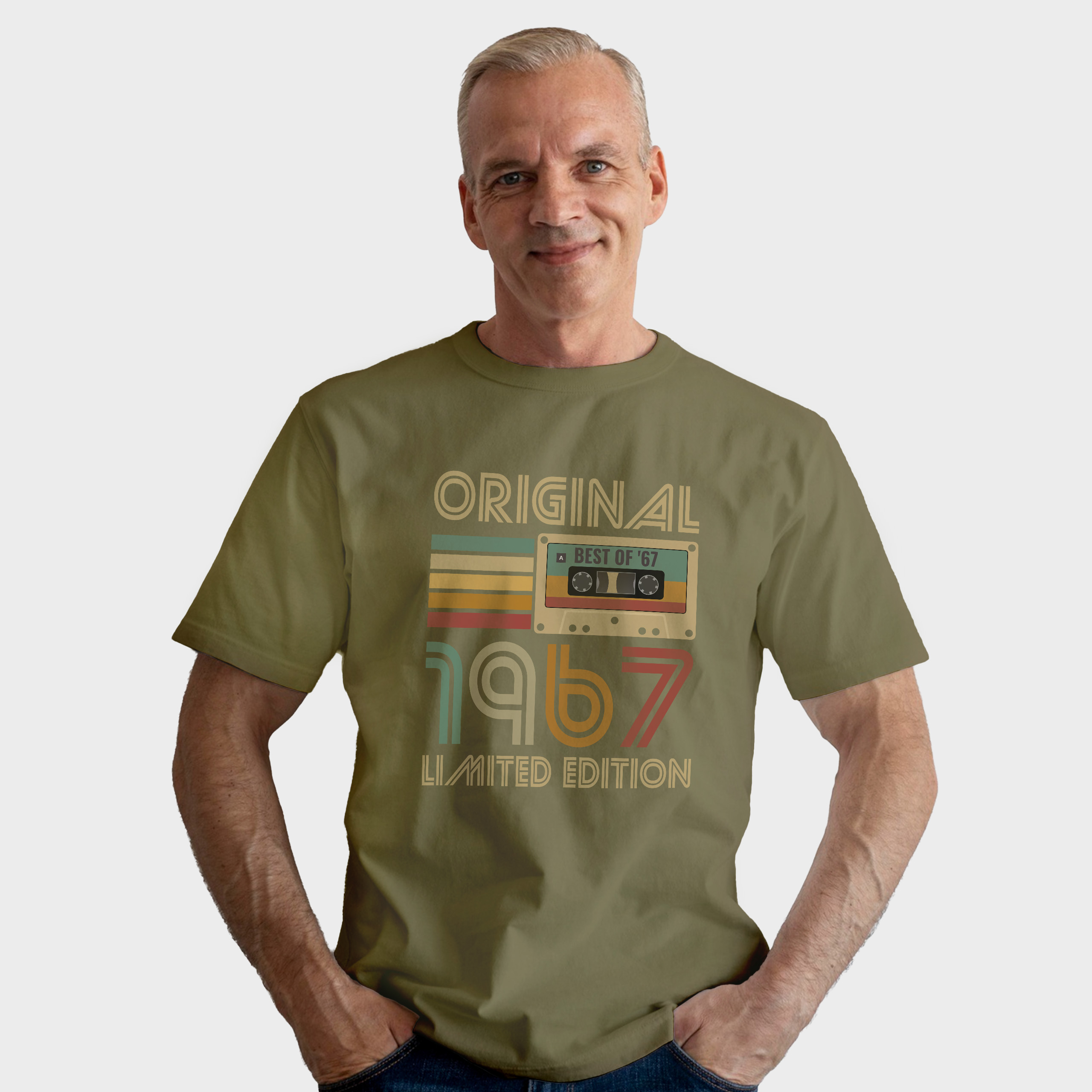 Koszulka męska khaki 1967 kaseta - obrazek 3