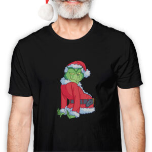 Koszulka męska czarna święta Grinch bokiem