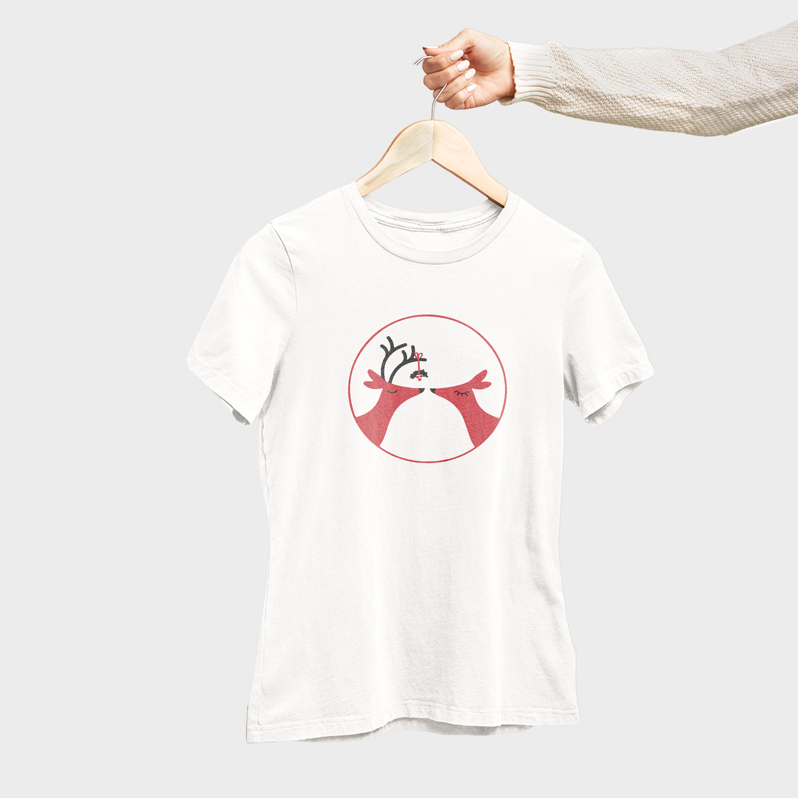 Koszulka damska biała święta Renifery - obrazek 4