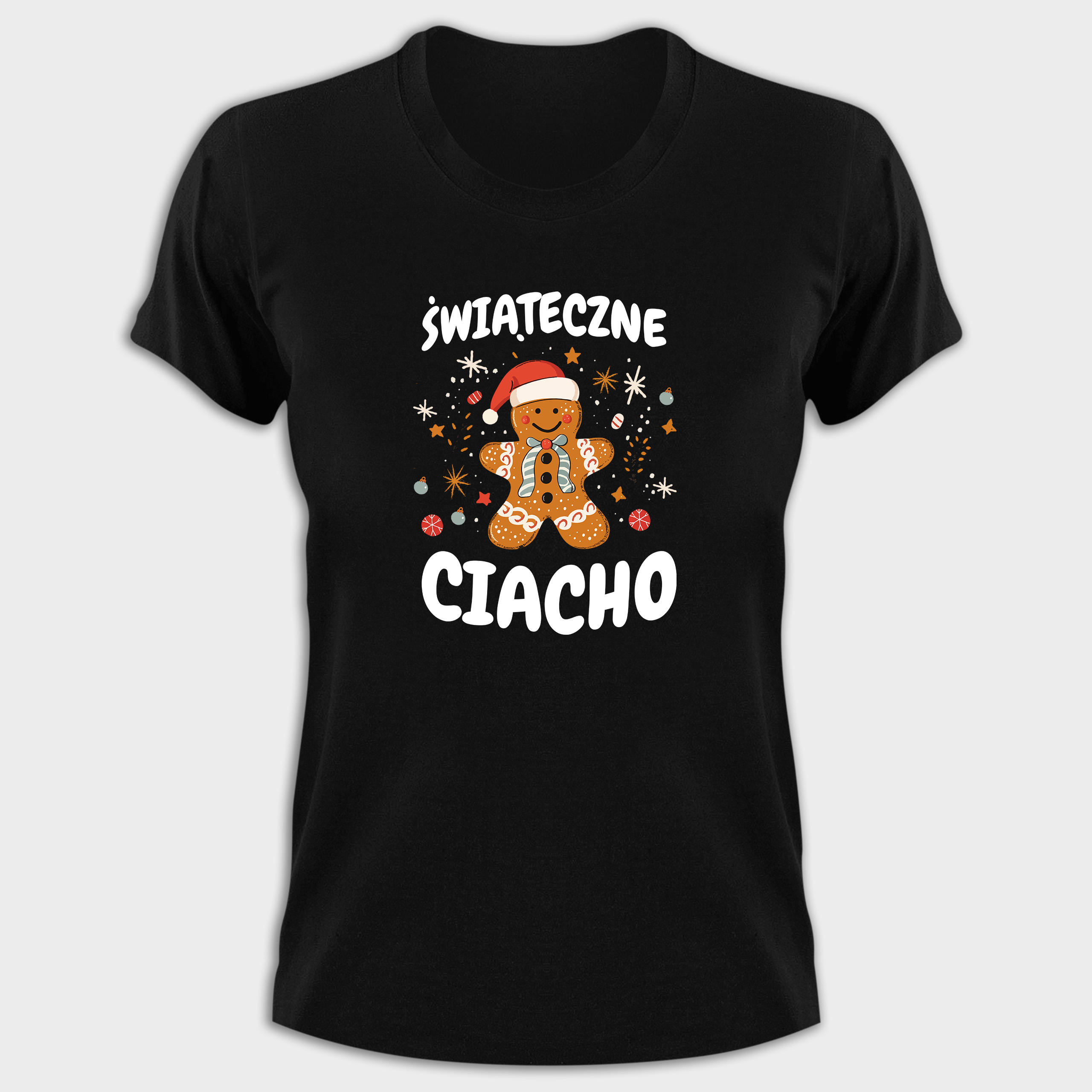 Koszulka damska czarna święta "Duże Świąteczne Ciacho" - obrazek 2