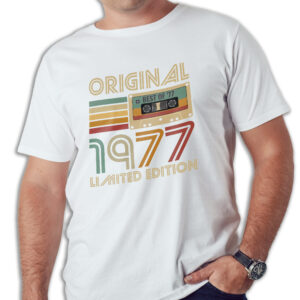 Koszulka męska biała 1977 kaseta