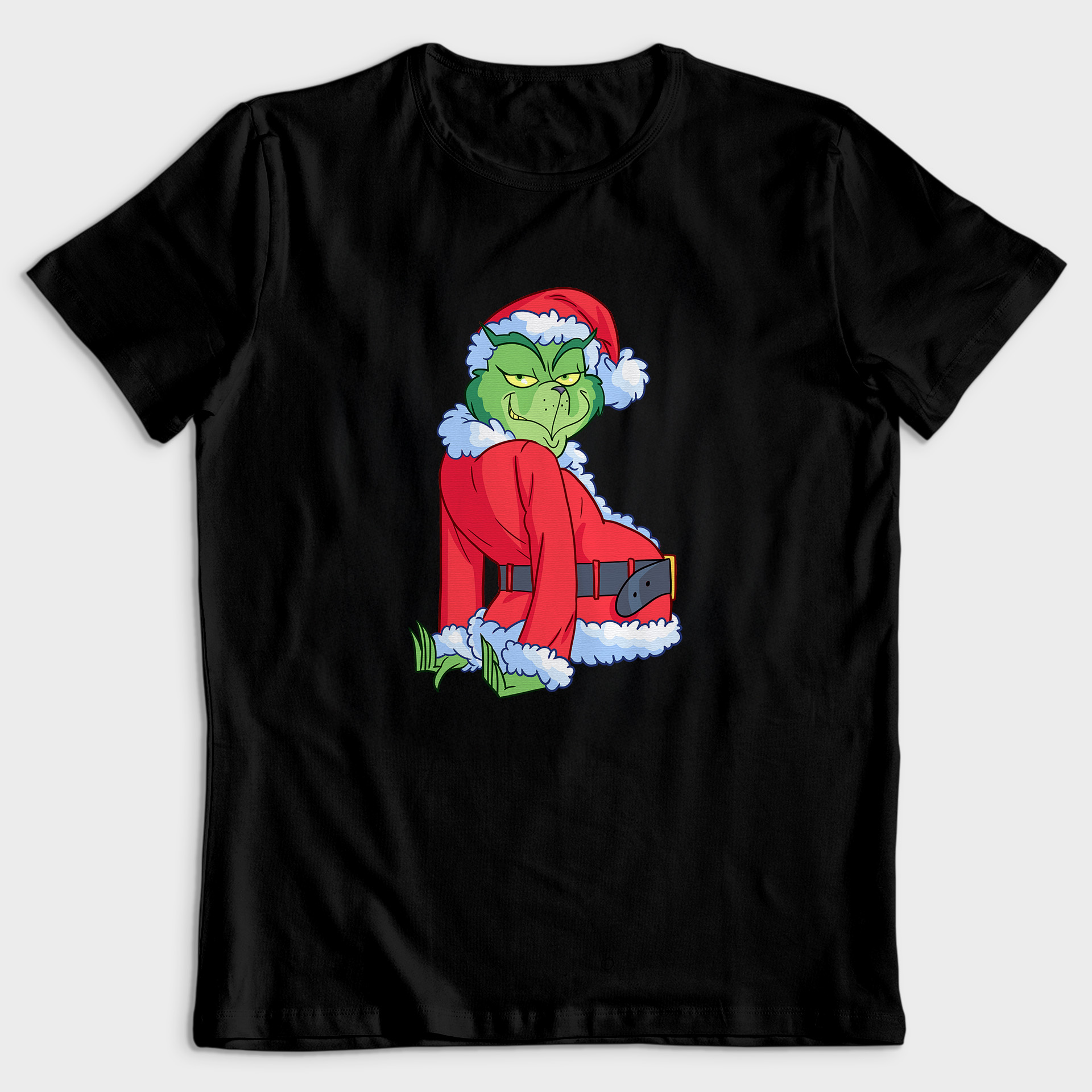 Koszulka męska czarna święta Grinch bokiem - obrazek 2