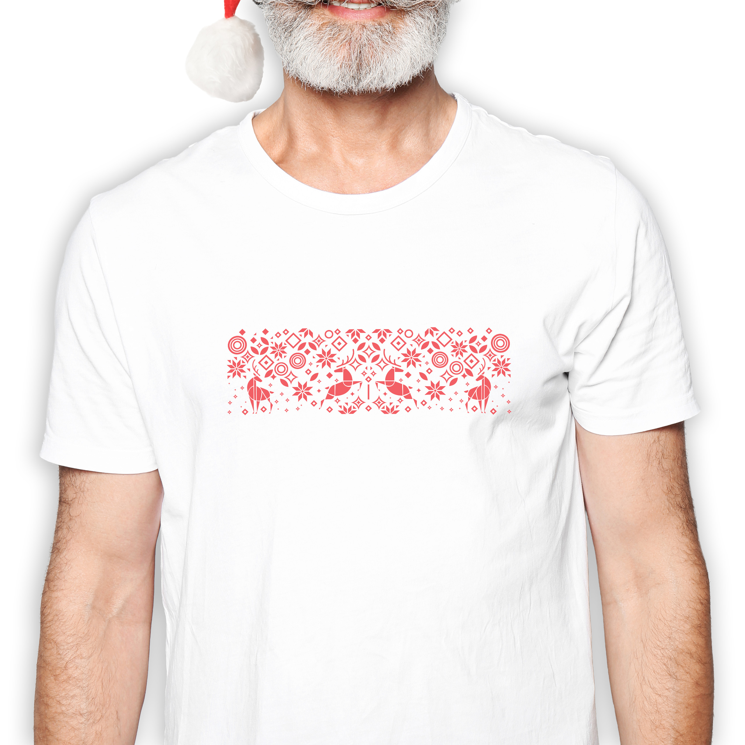 Koszulka męska biała święta geometryczne wzorki