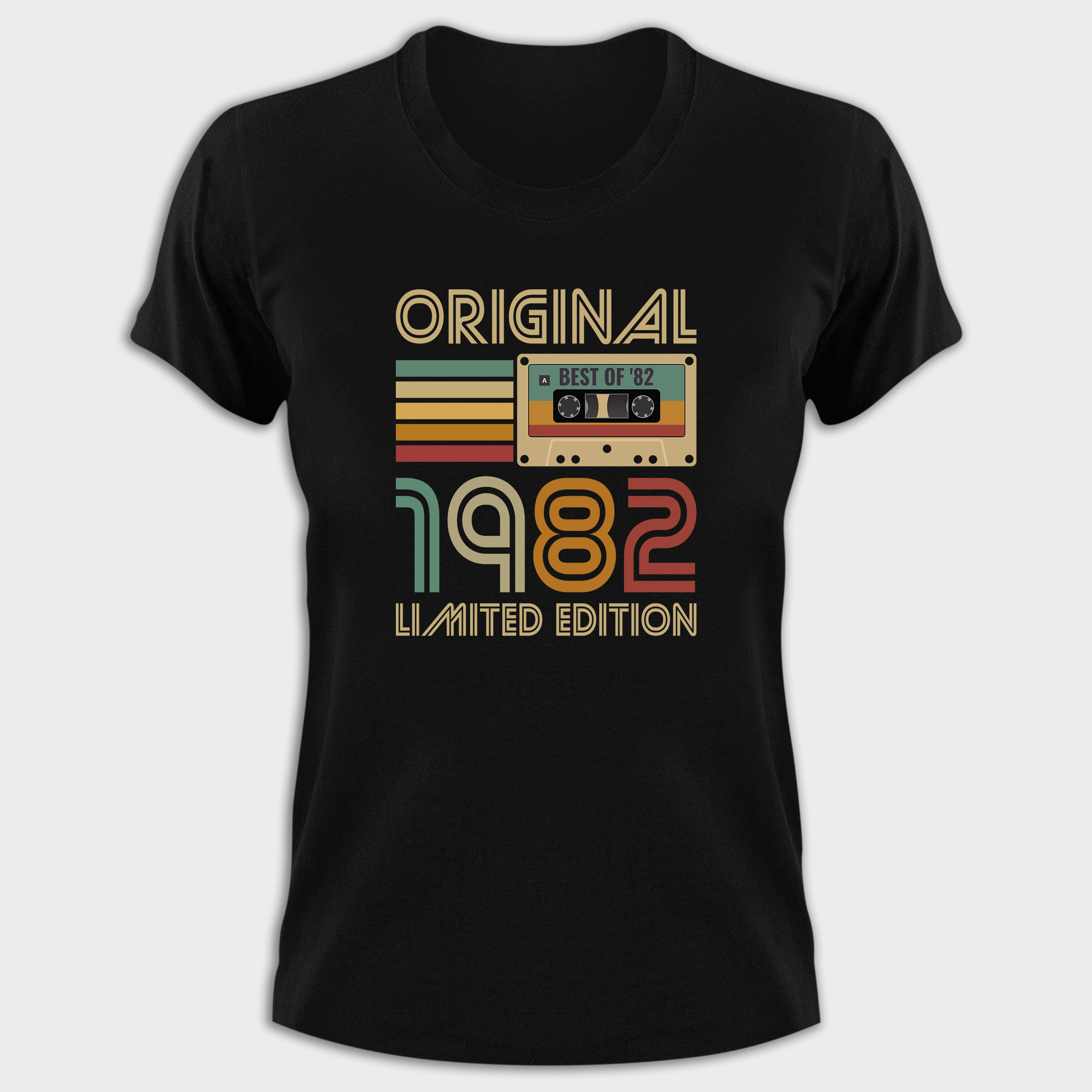 Koszulka damska czarna 1982 kaseta - obrazek 2