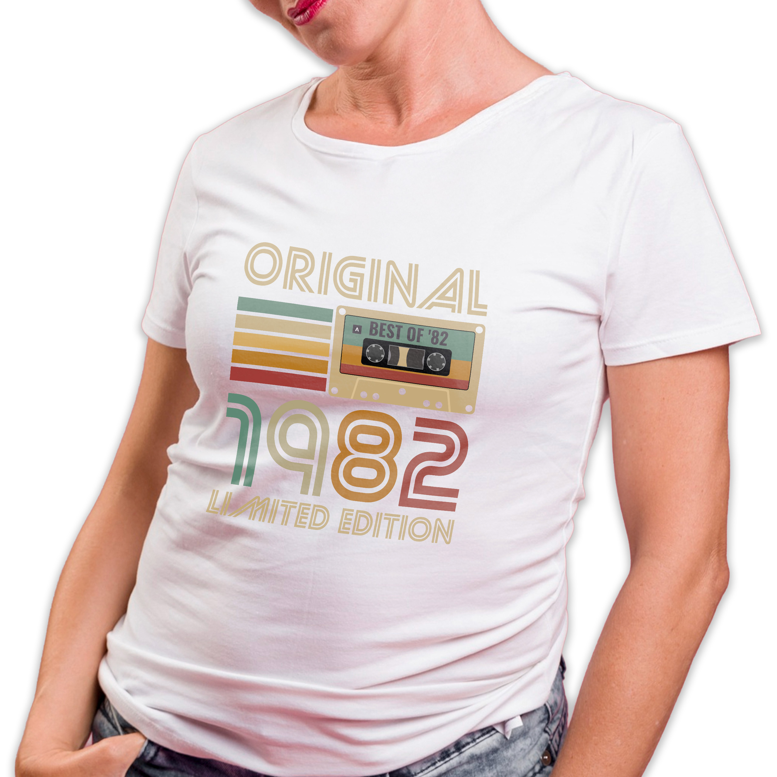 Koszulka damska biała 1982 kaseta