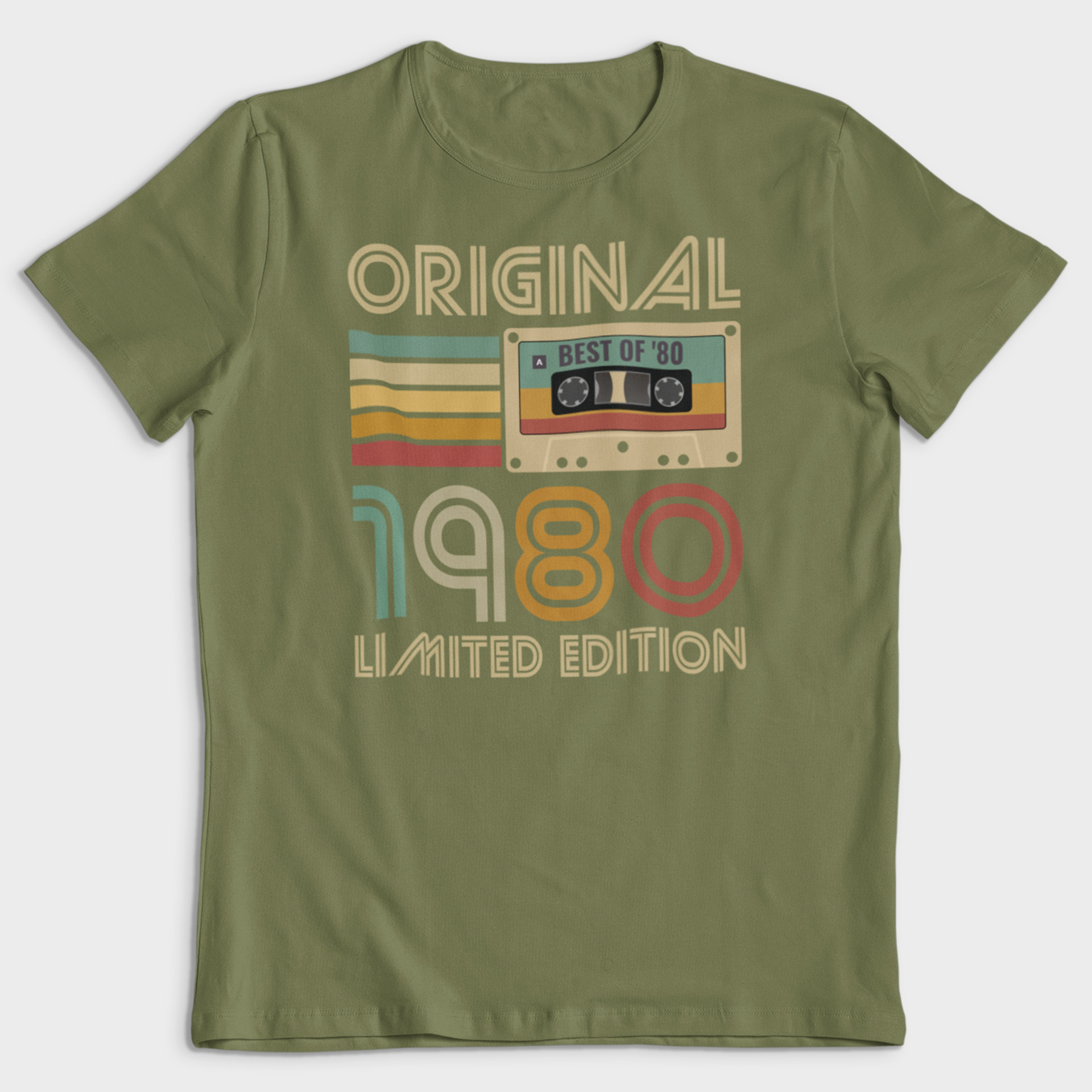 Koszulka męska khaki 1980 kaseta - obrazek 2