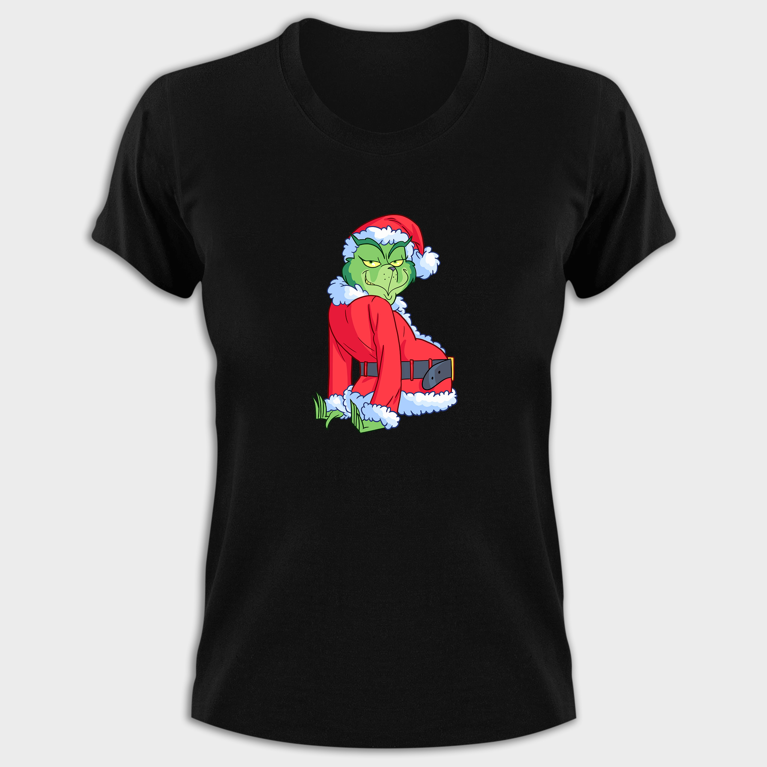 Koszulka damska czarna święta Grinch bokiem - obrazek 2