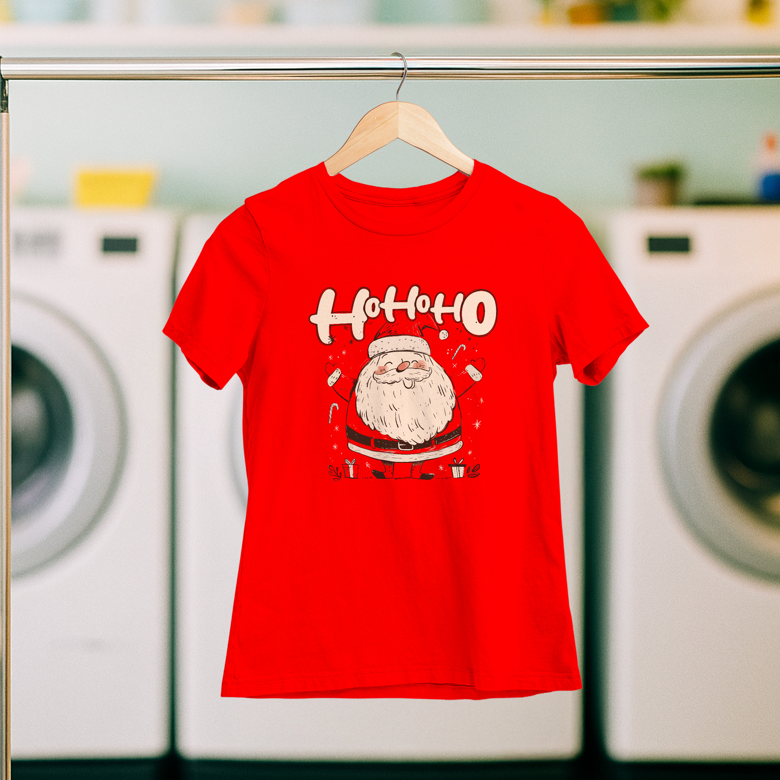 Koszulka damska czerwona święta Święty Mikołaj "Ho ho ho" - obrazek 5