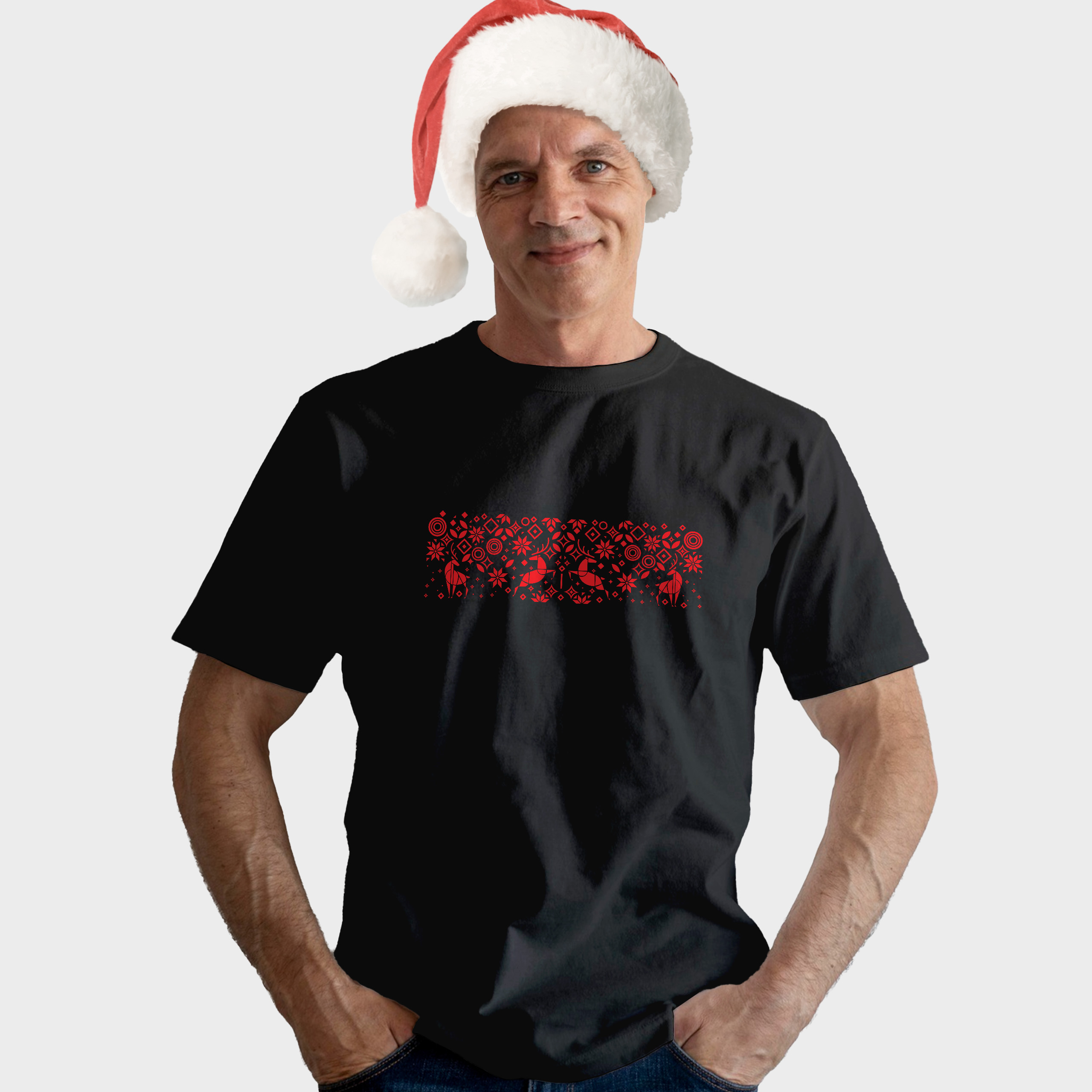 Koszulka męska czarna święta geometryczne wzorki - obrazek 3