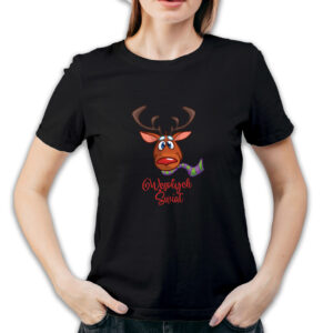 Koszulka damska czarna święta Renifer "Wesołych Świąt"