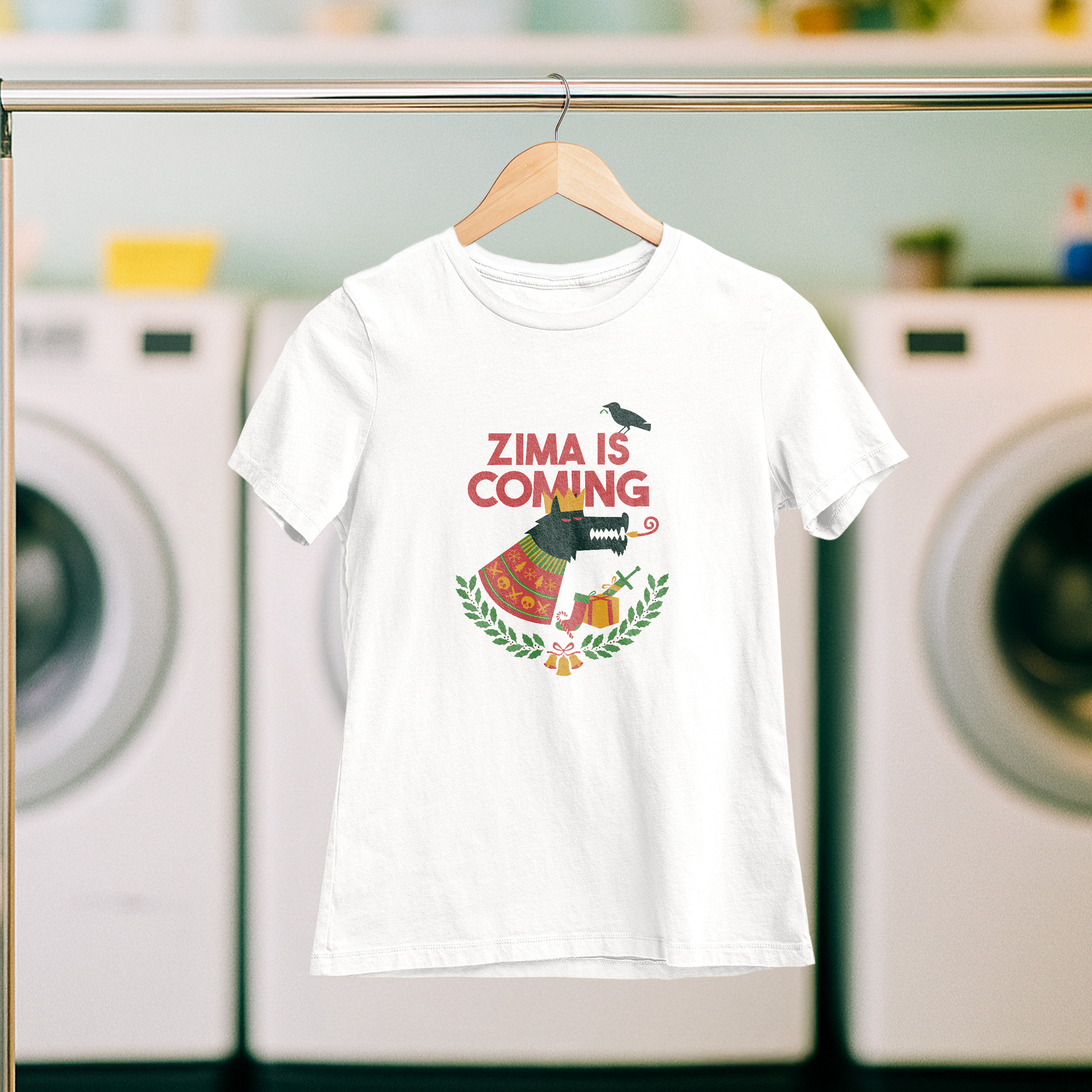 Koszulka damska biała święta "Zima is coming" - obrazek 5