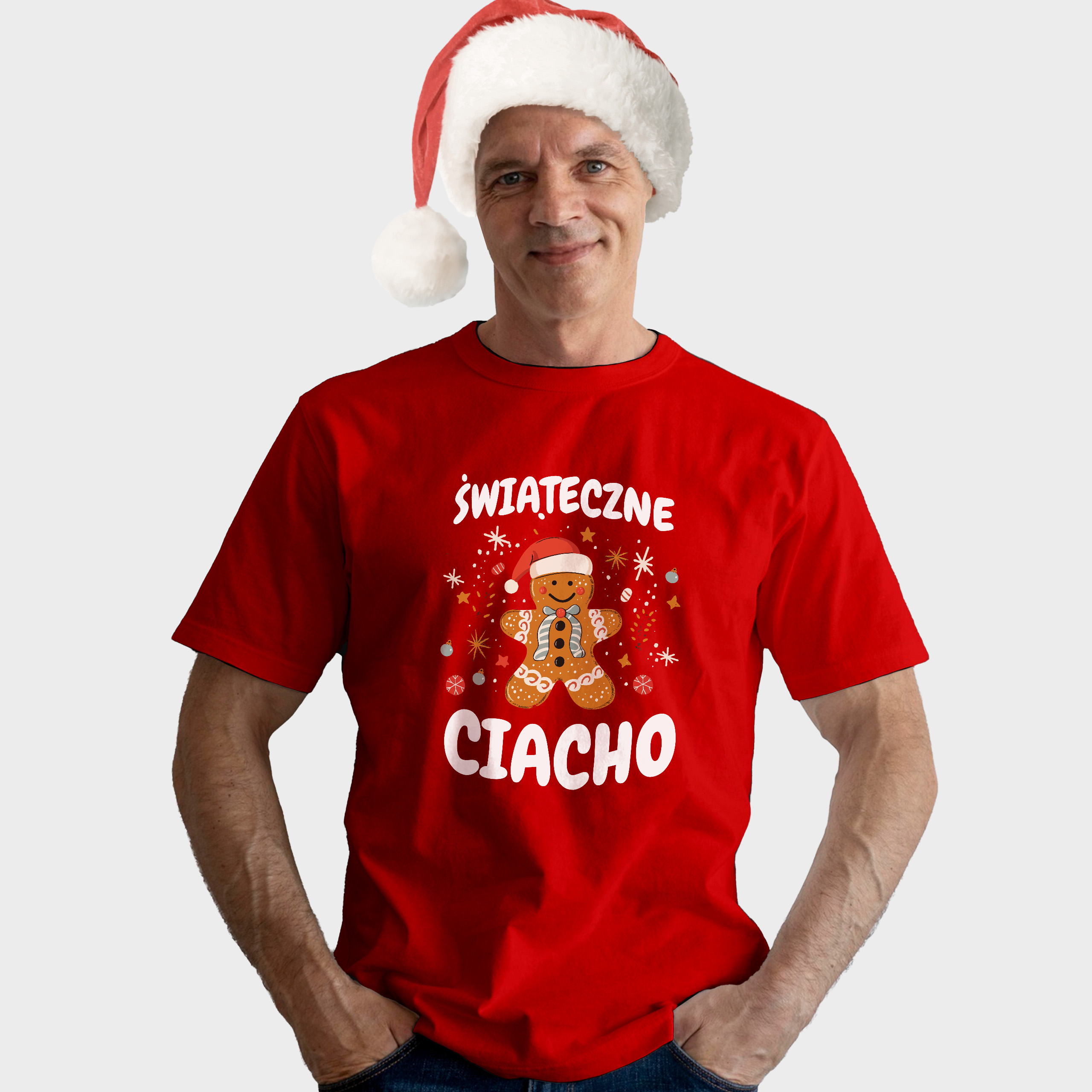 Koszulka męska czerwona święta "Świąteczne Ciacho" - obrazek 3