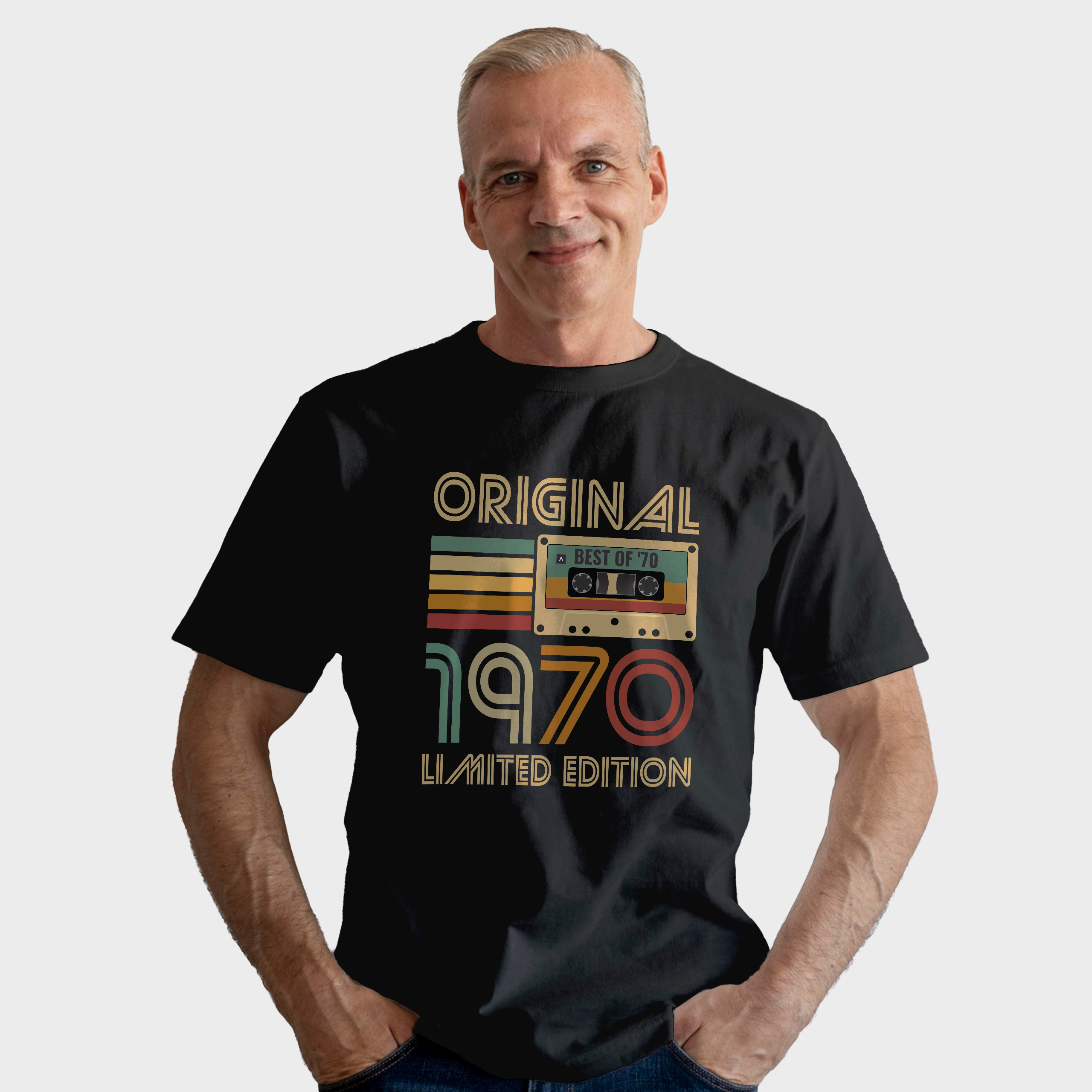 Koszulka męska czarna kaseta rocznik 1970 - obrazek 3