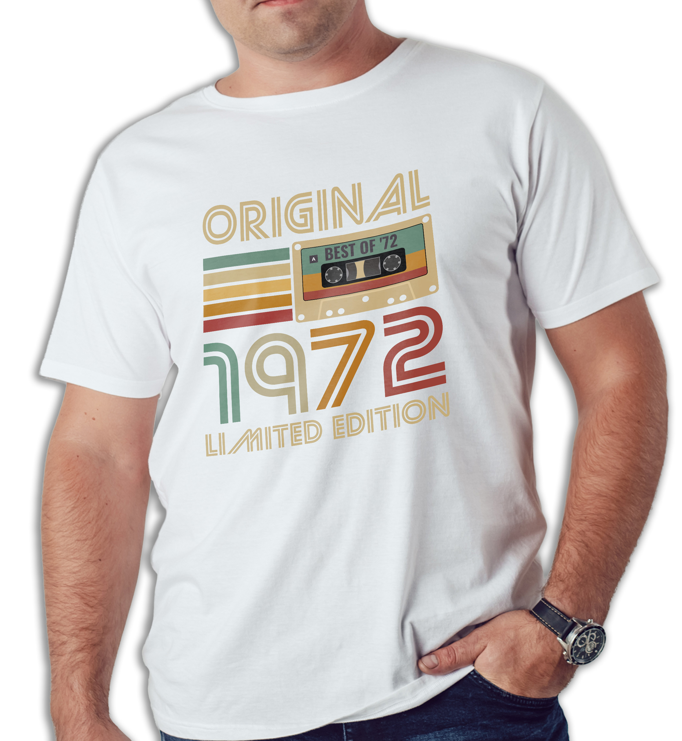 Koszulka męska biała 1972 kaseta