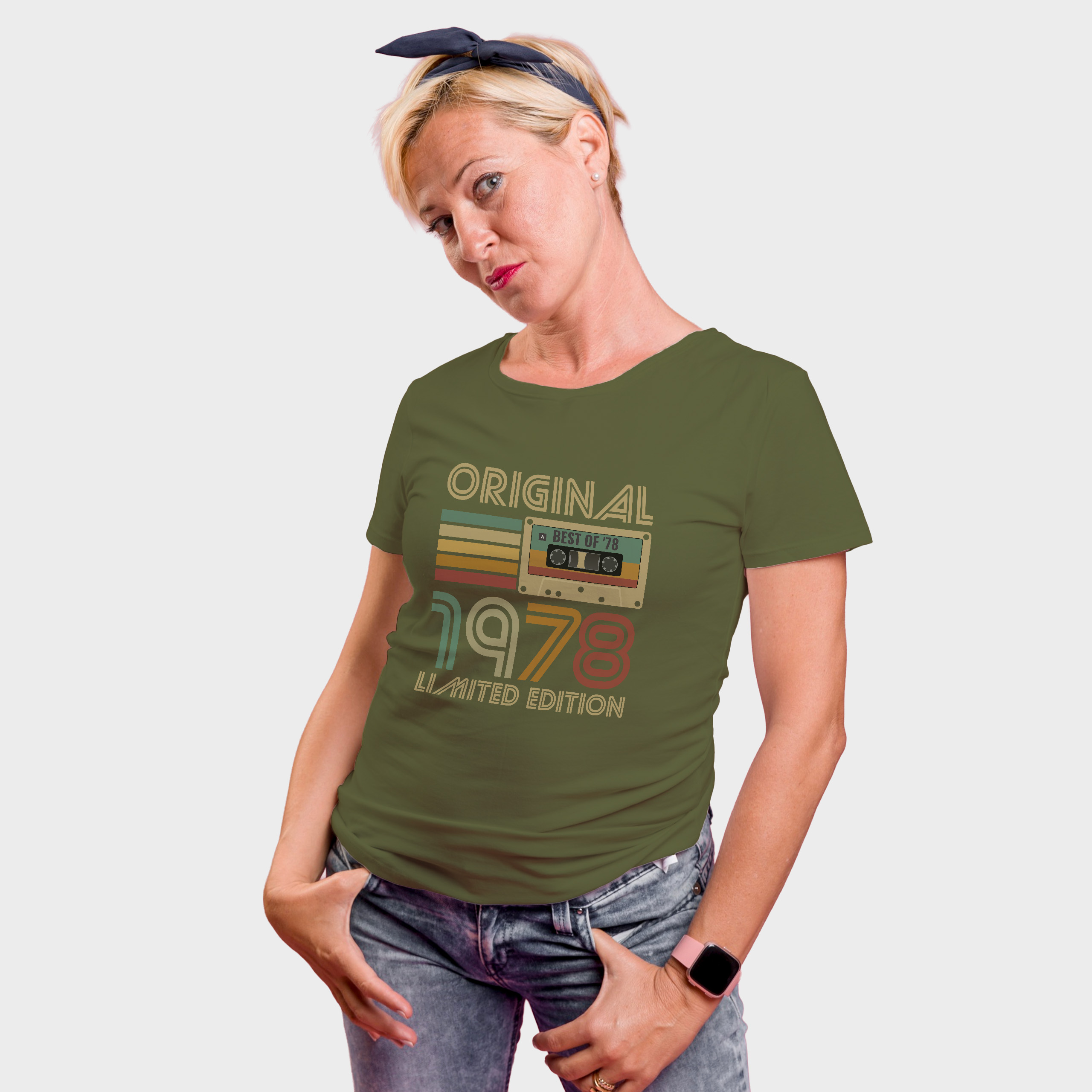 Koszulka damska khaki 1978 kaseta - obrazek 3