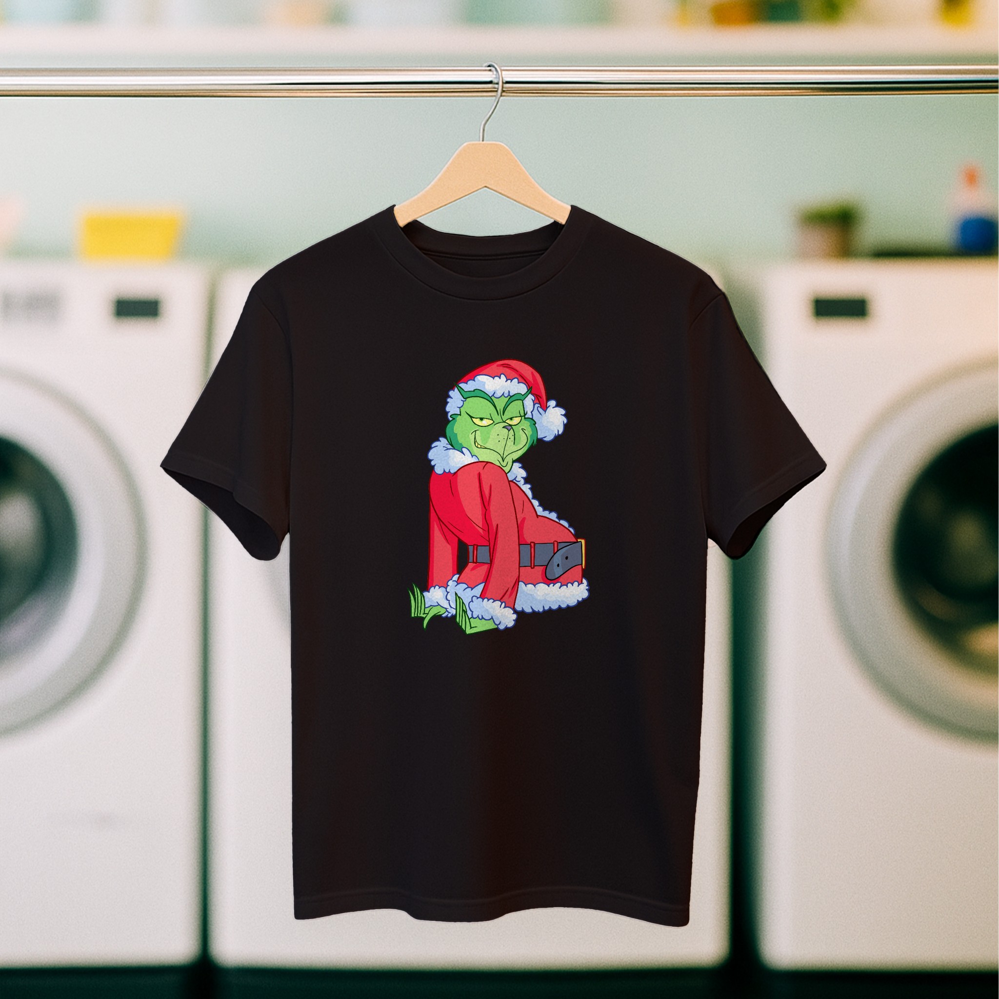 Koszulka męska czarna święta Grinch bokiem - obrazek 5