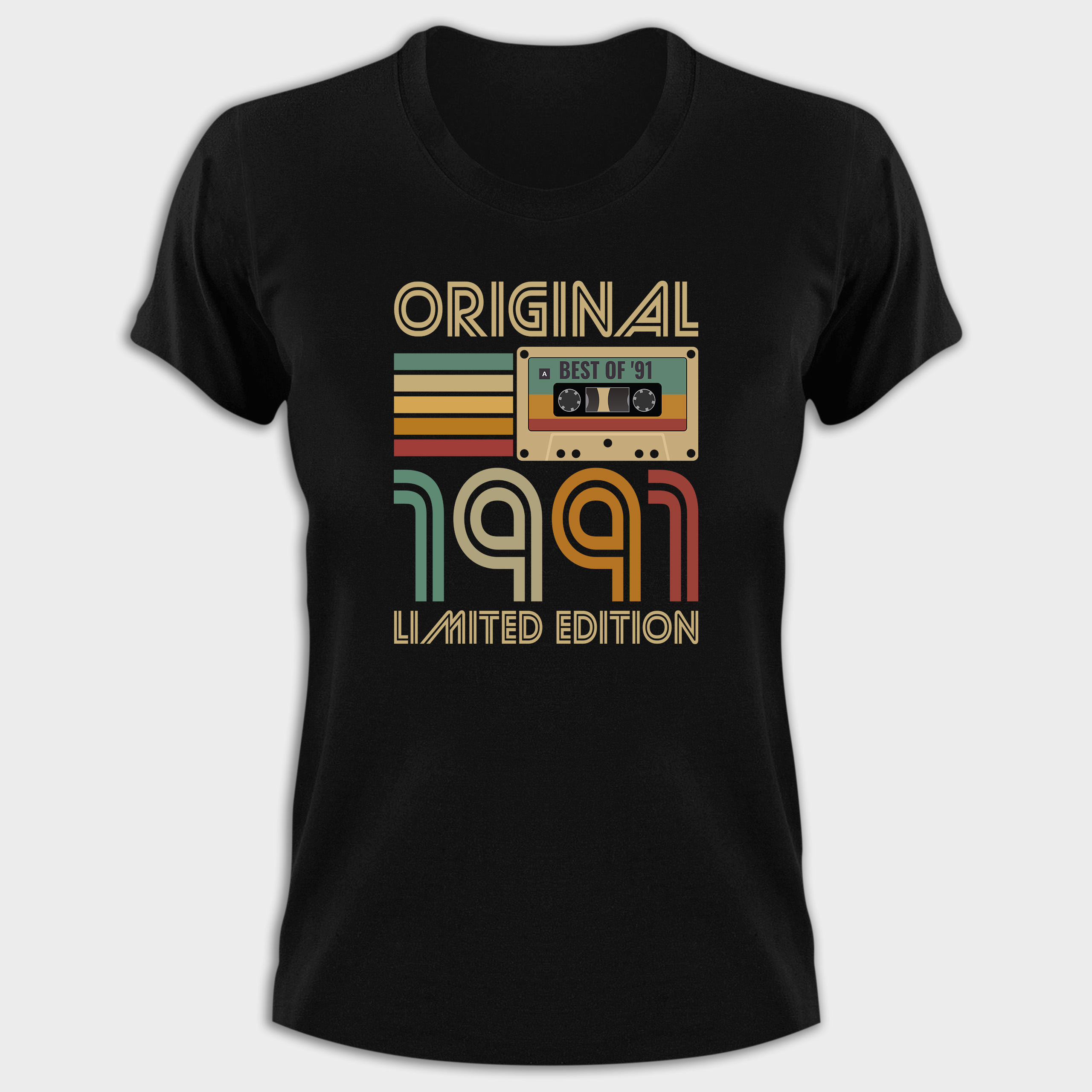 Koszulka damska czarna 1991 kaseta - obrazek 2