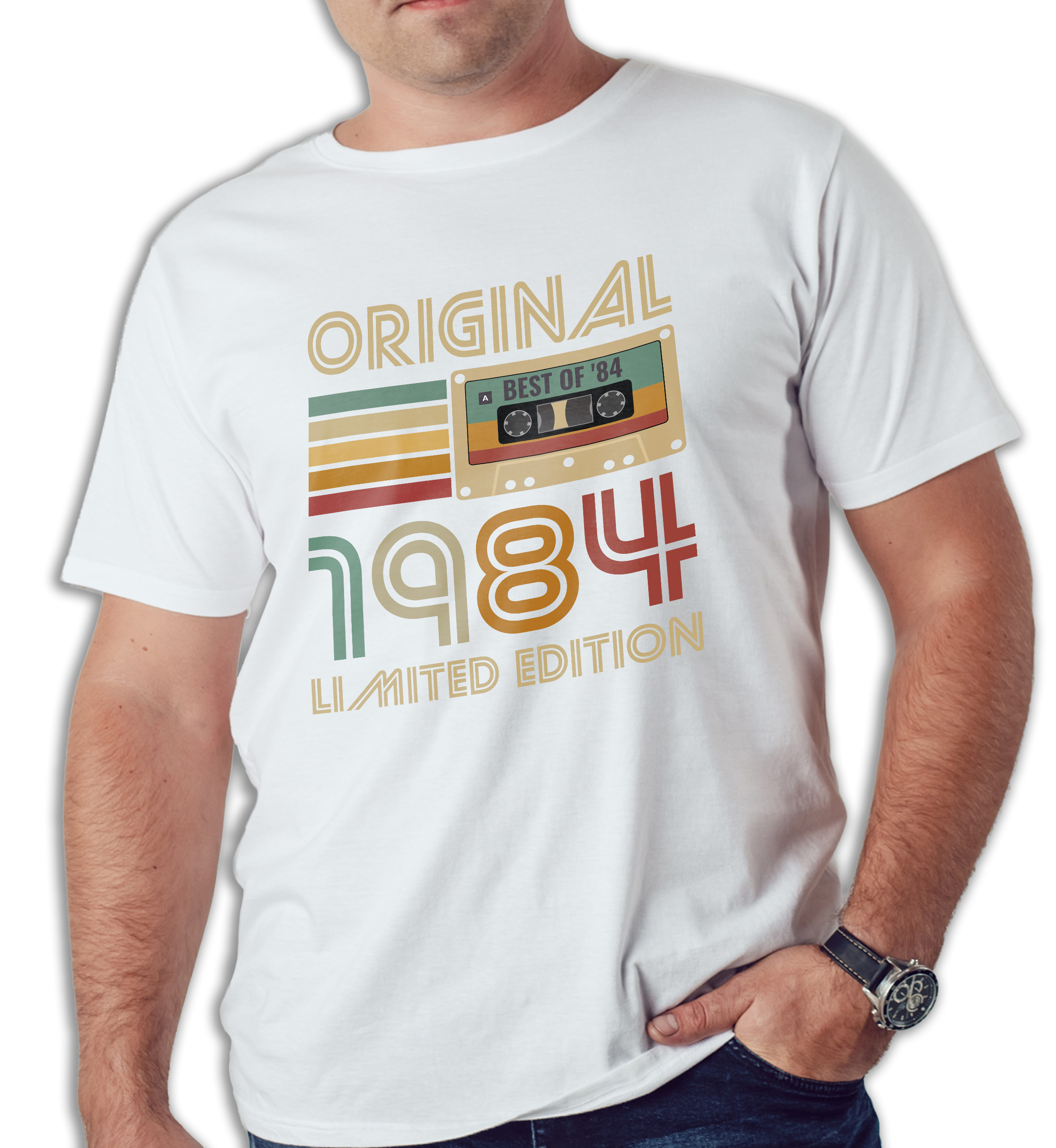 Koszulka męska biała 1984 kaseta