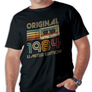 Koszulka męska czarna kaseta rocznik 1984