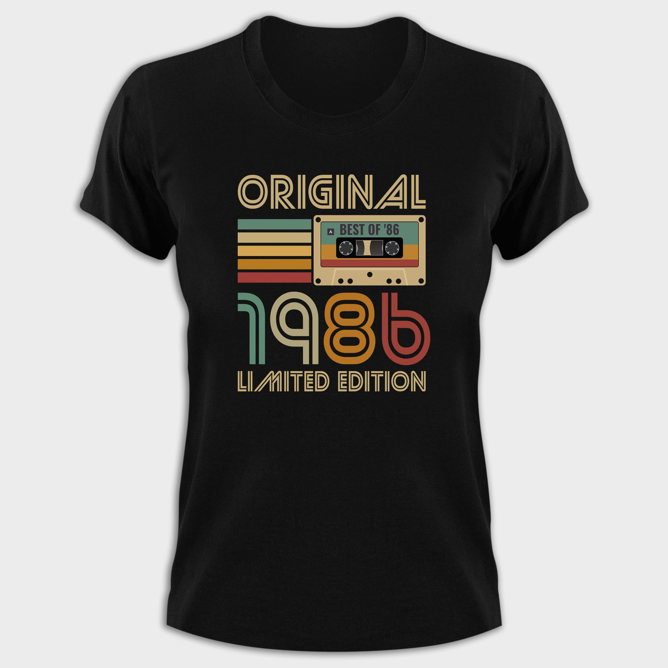 Koszulka damska czarna 1986 kaseta - obrazek 2