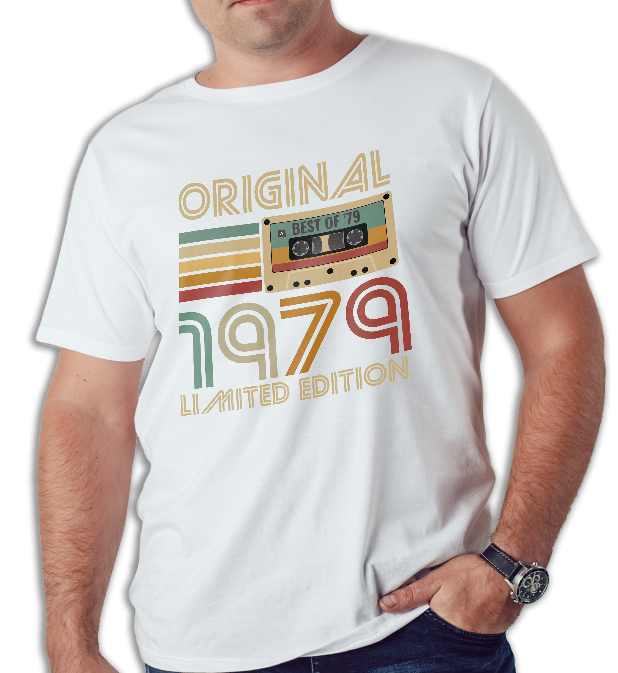 Koszulka męska biała 1979 kaseta