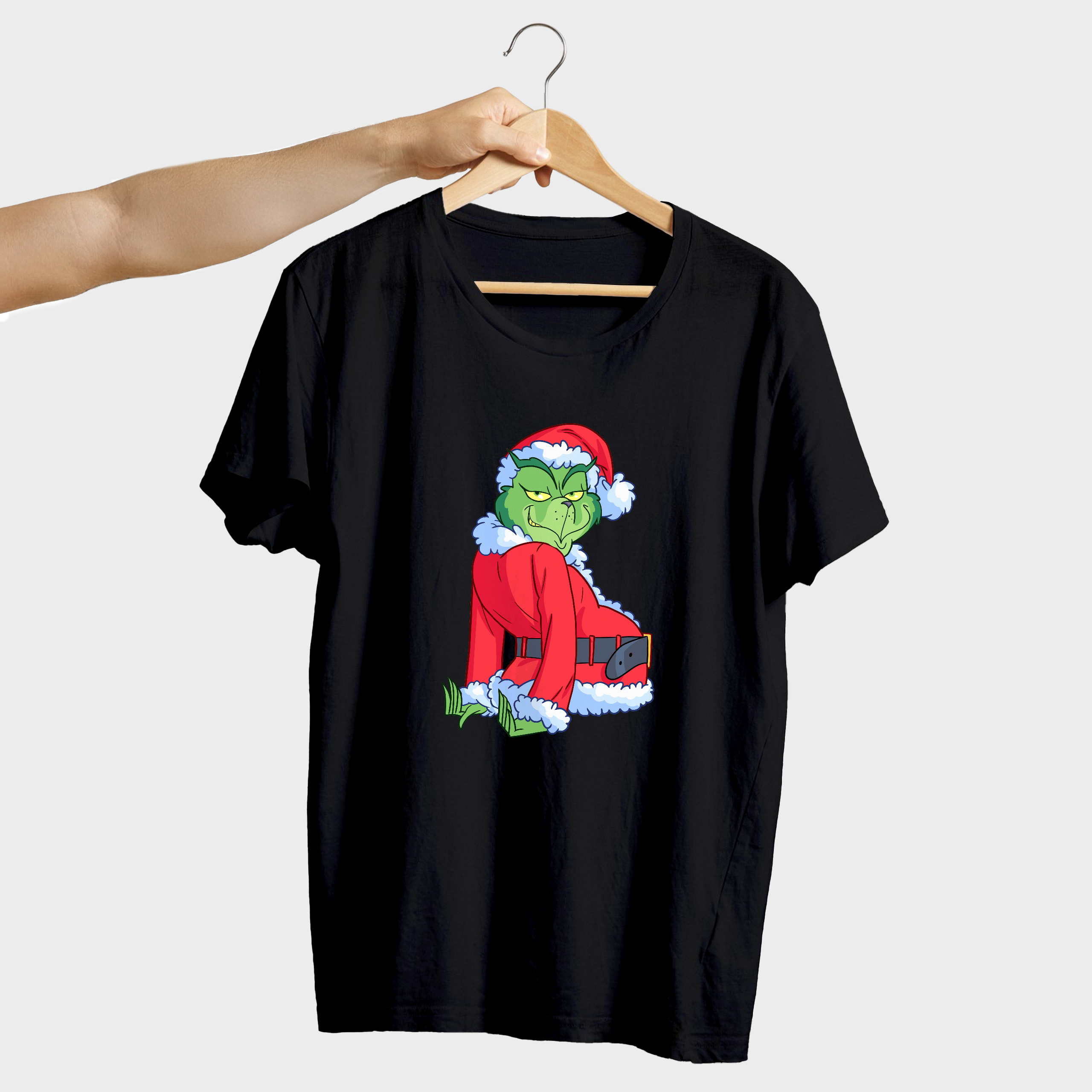 Koszulka męska czarna święta Grinch bokiem - obrazek 4