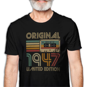 Koszulka męska czarna kaseta rocznik 1947