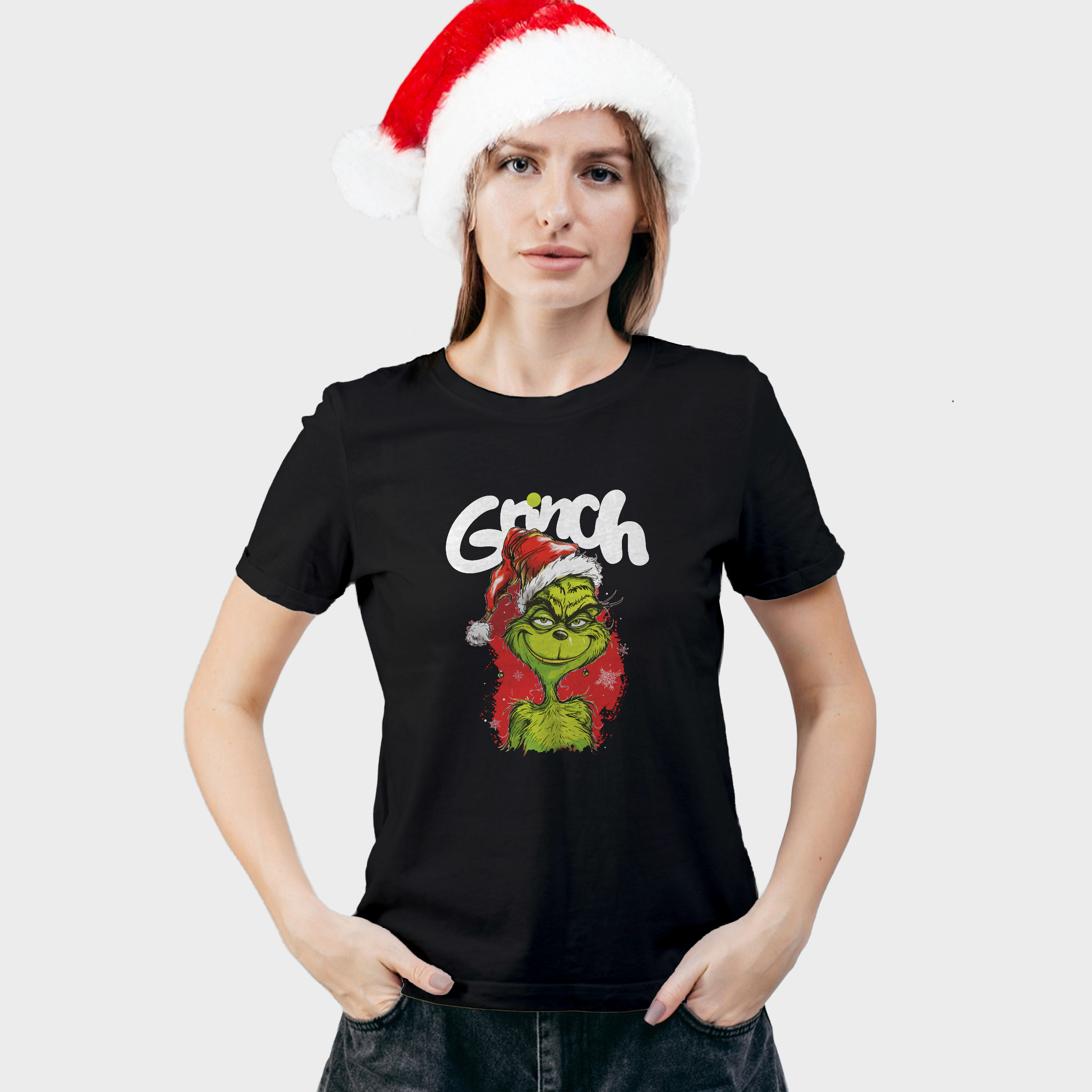 Koszulka damska czarna święta Grinch - obrazek 3