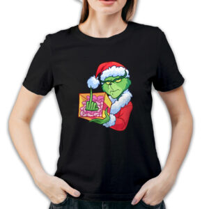 Koszulka damska czarna święta Grinch z palcem