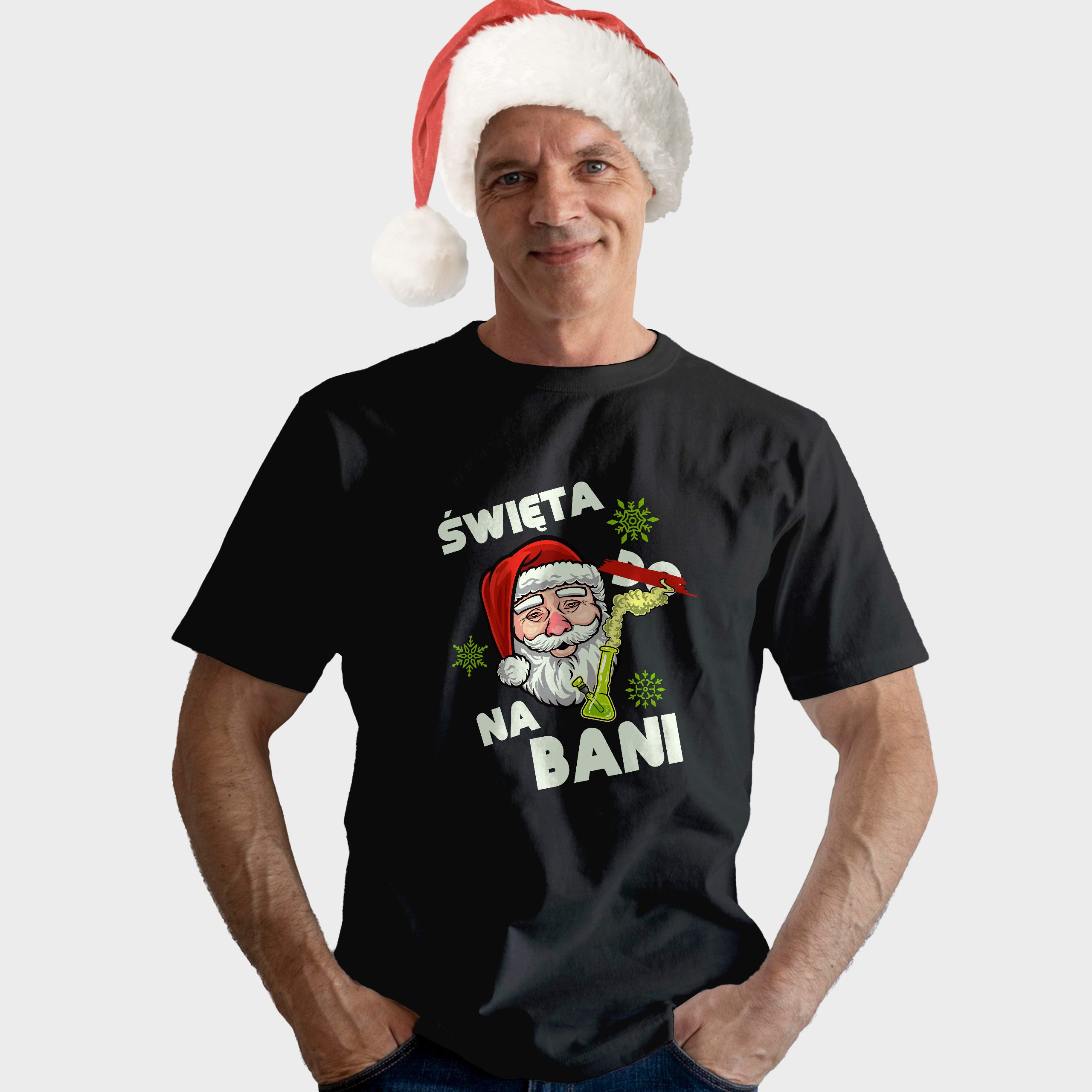 Koszulka męska czarna święta ""Święta na bani"" - obrazek 3
