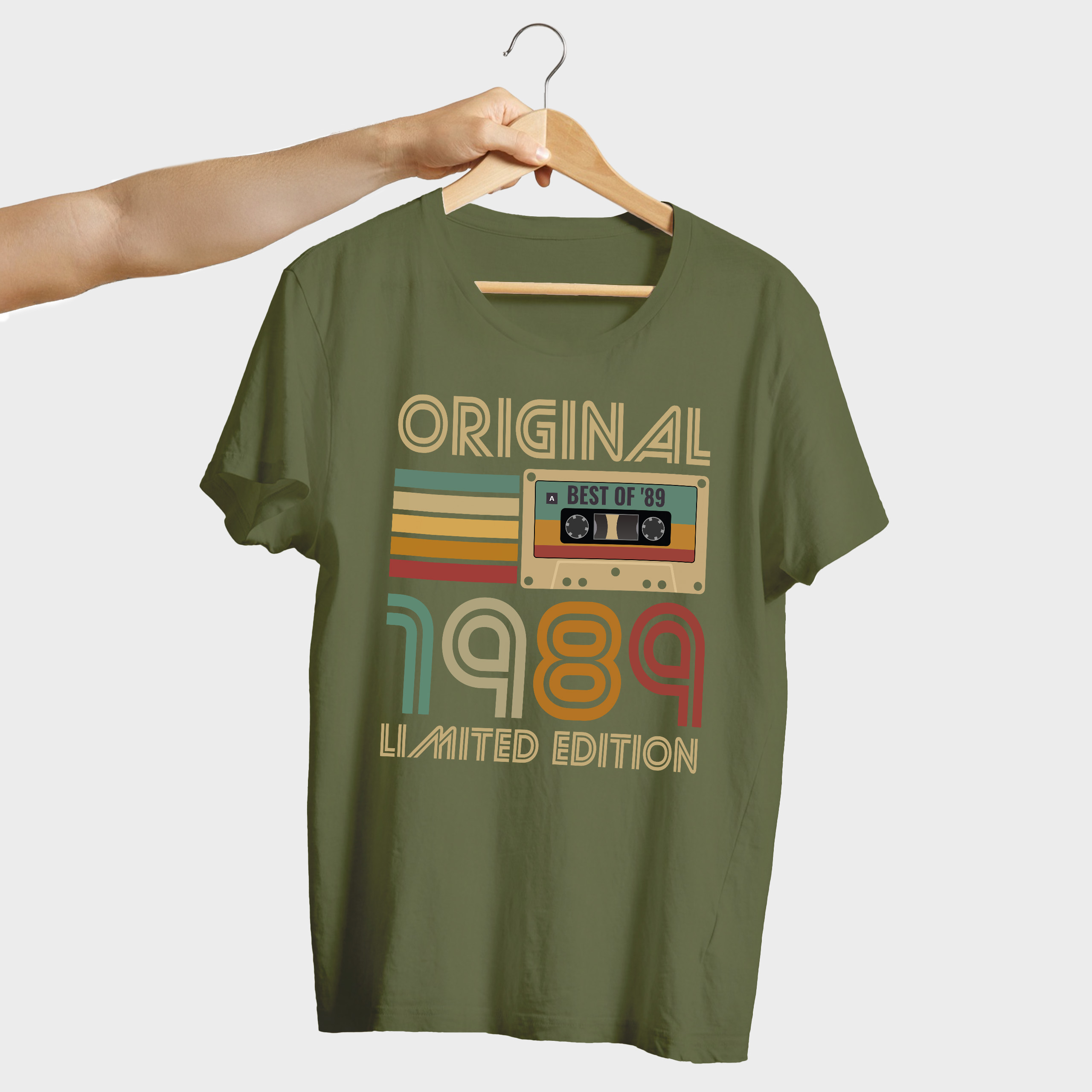 Koszulka męska khaki 1989 kaseta - obrazek 4