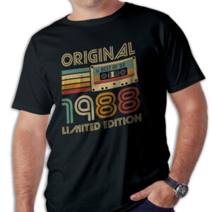 Koszulka męska czarna kaseta rocznik 1988