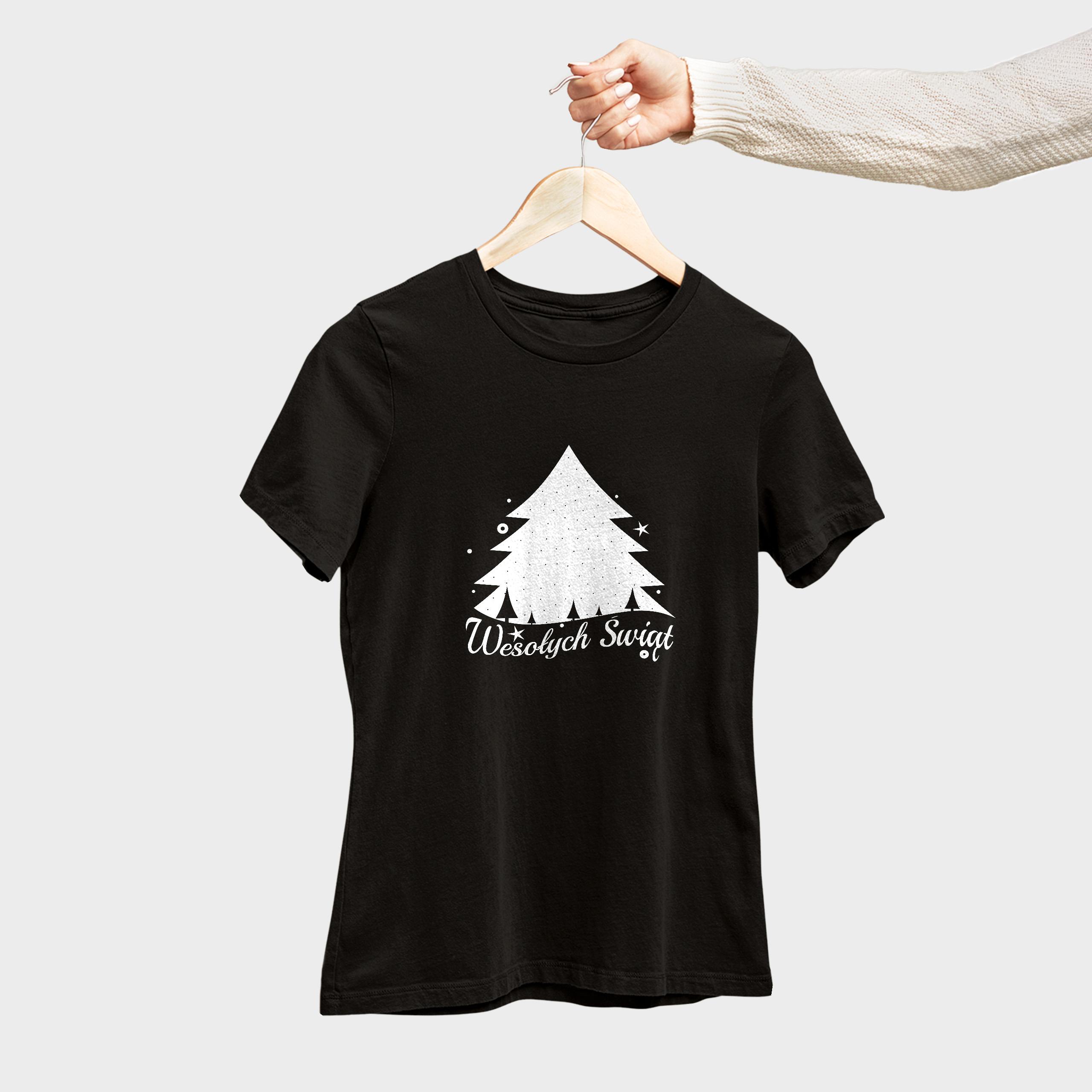 Koszulka damska czarna święta Choinka Wesołych Świąt - obrazek 4