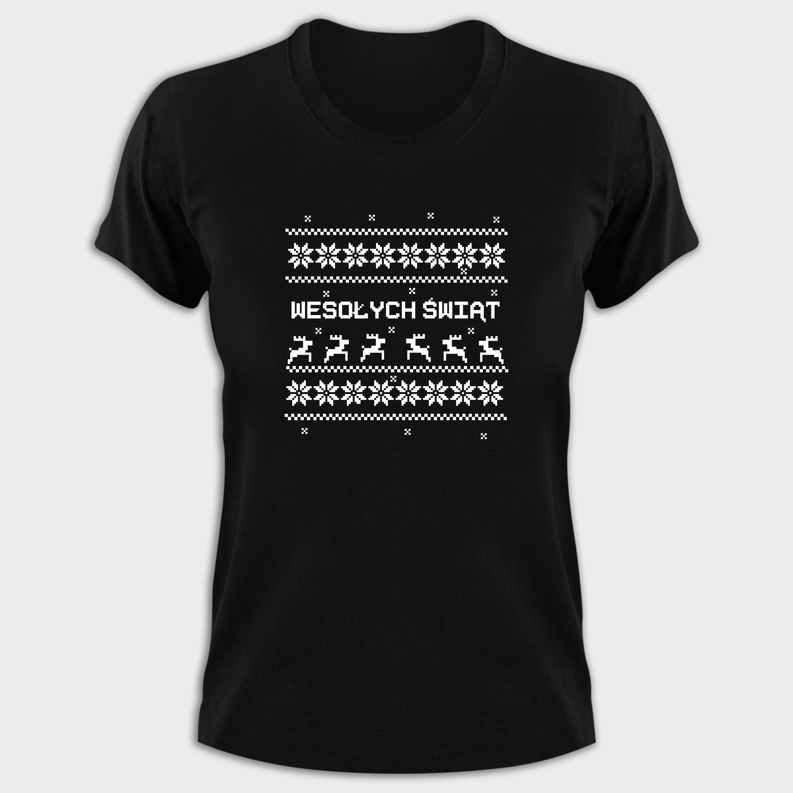 Koszulka damska czarna święta wzorki geometryczne - obrazek 2