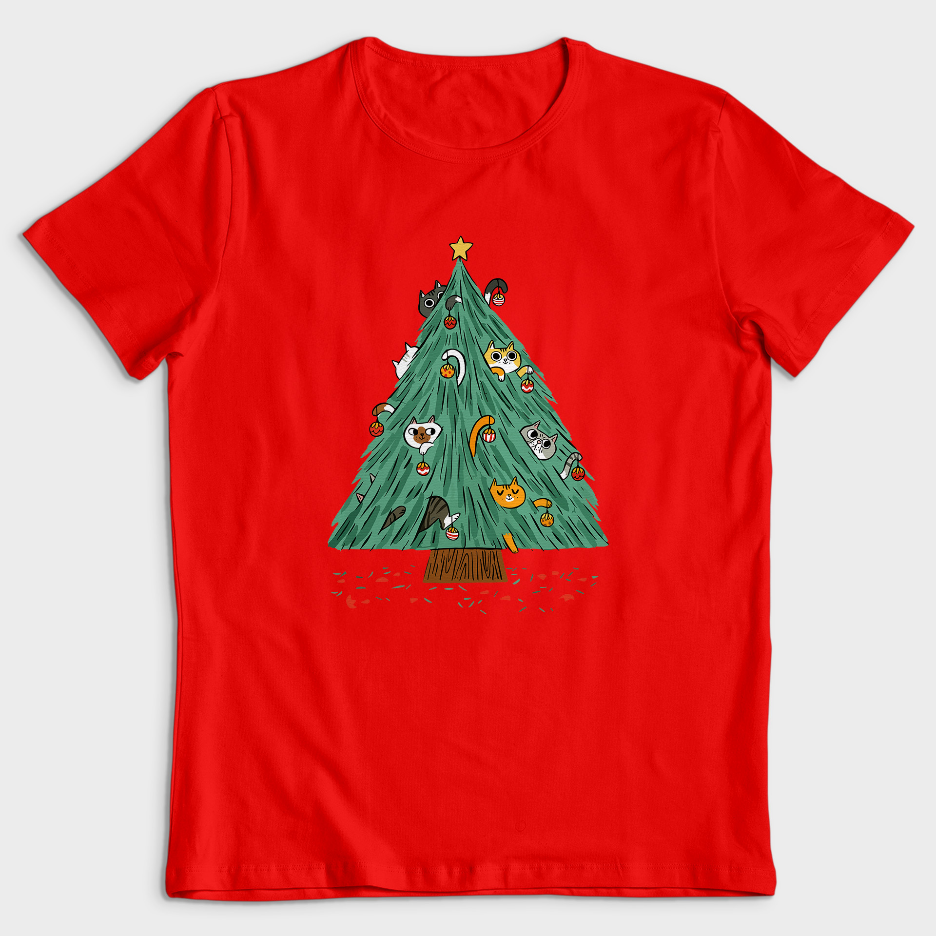 Koszulka męska czerwona święta Choinka - obrazek 2