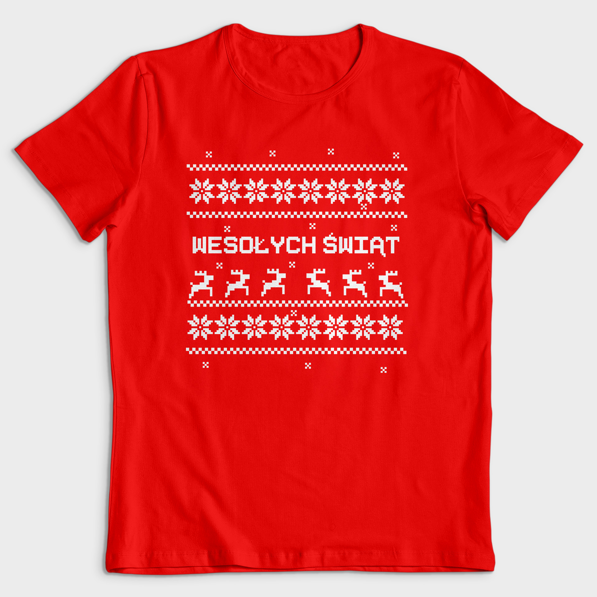Koszulka męska czerwona święta "Świąteczne Wzorki" - obrazek 2