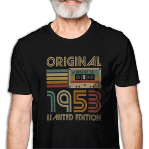 Koszulka męska czarna kaseta rocznik 1953