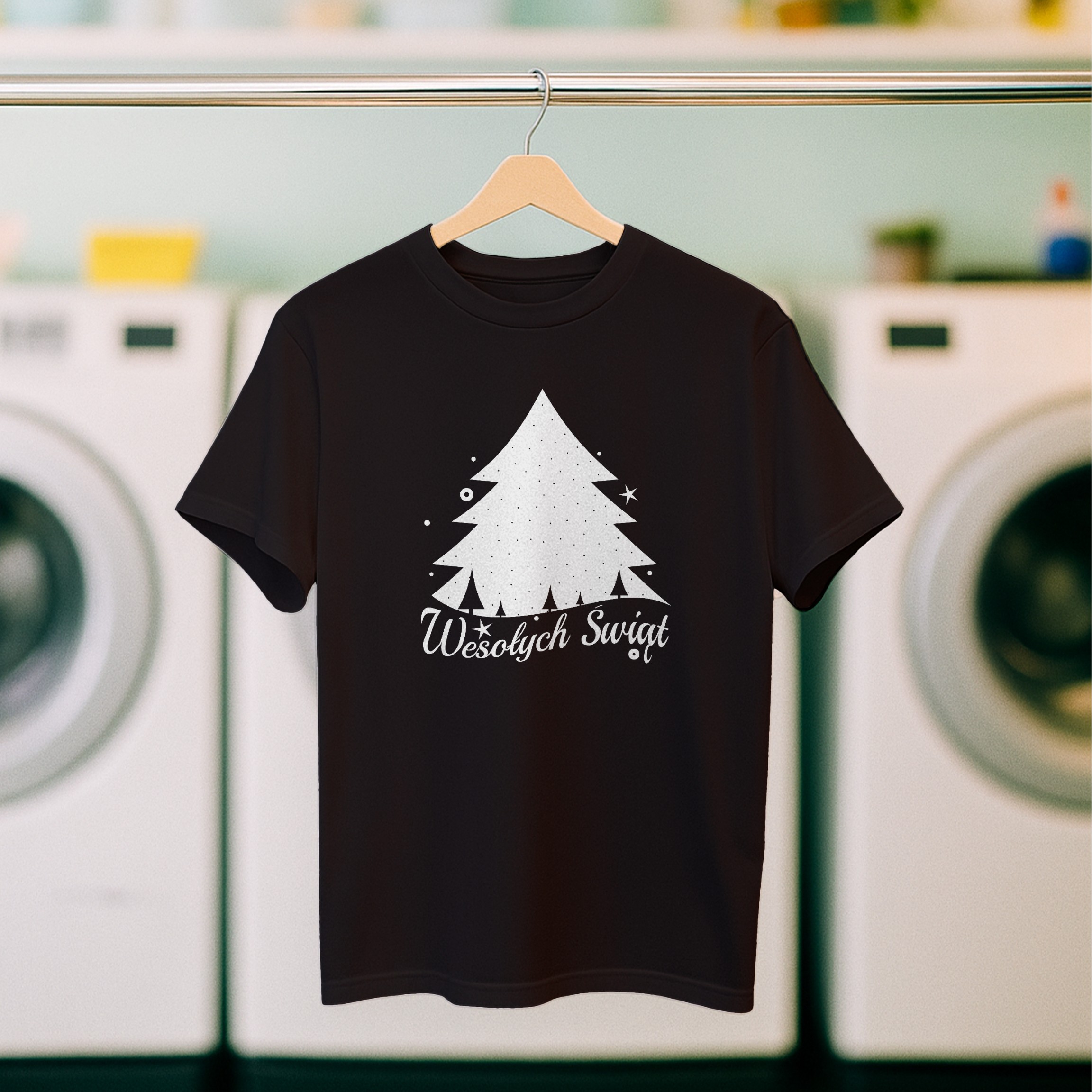 Koszulka męska czarna święta ""Wesołych świąt"" choinka - obrazek 5