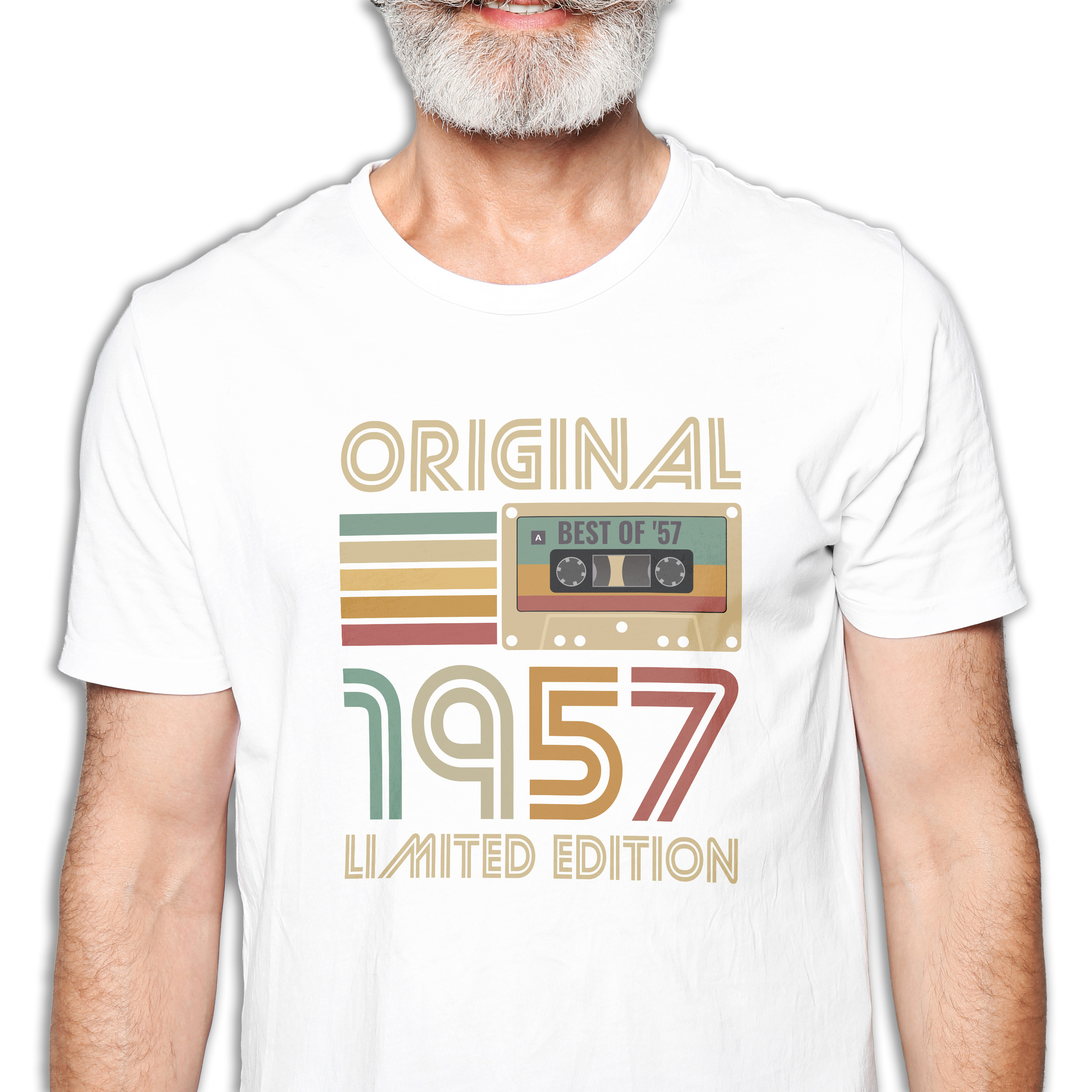 Koszulka męska biała 1957 kaseta