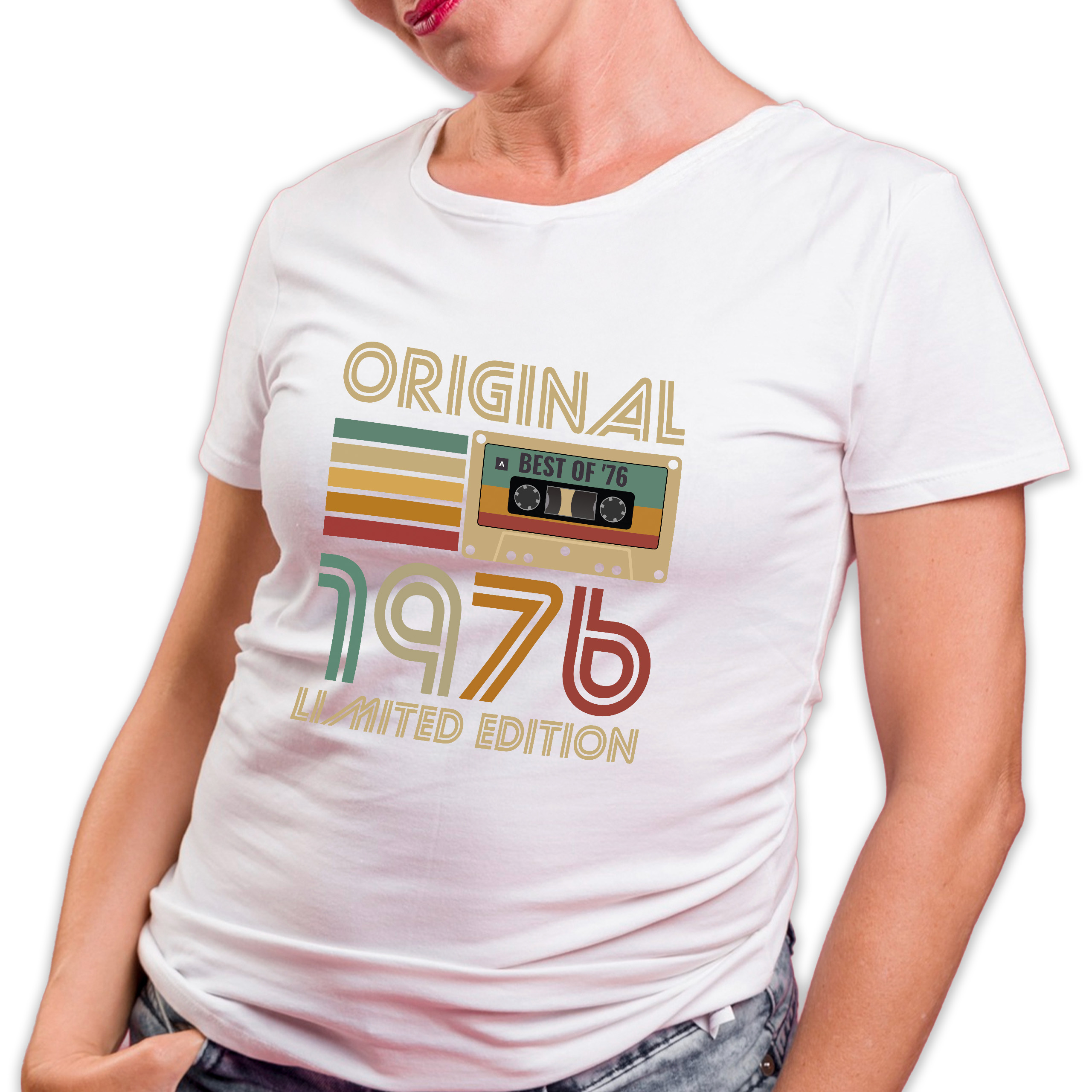 Koszulka damska biała 1976 kaseta